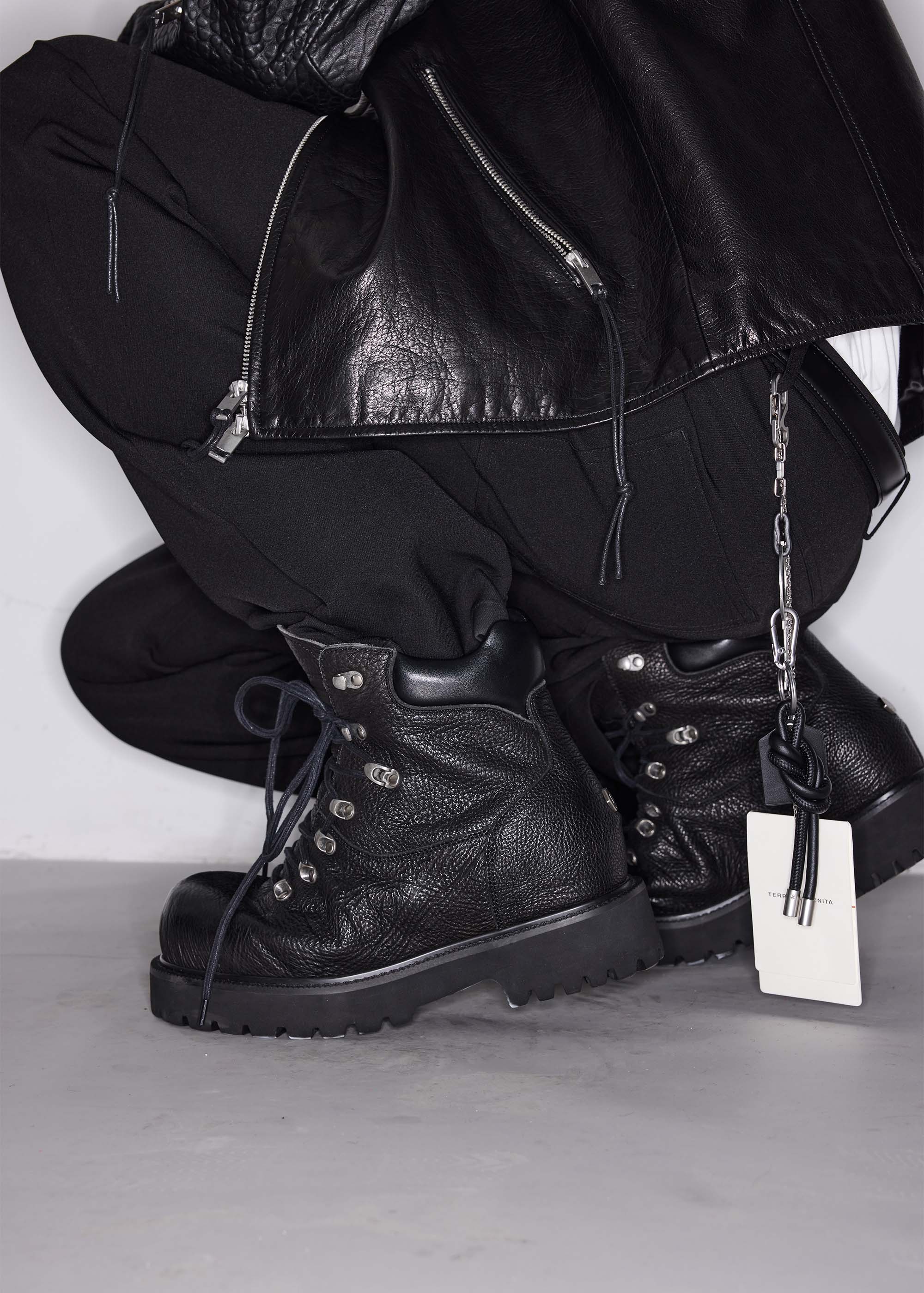 Work-Style Leather Boots Black