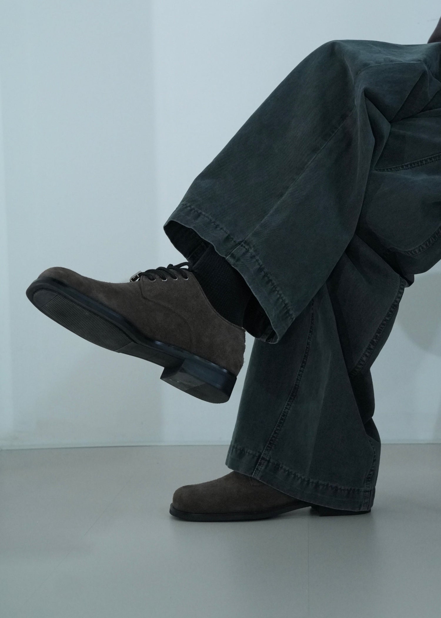 Suede Derby Shoes Brownish Gray