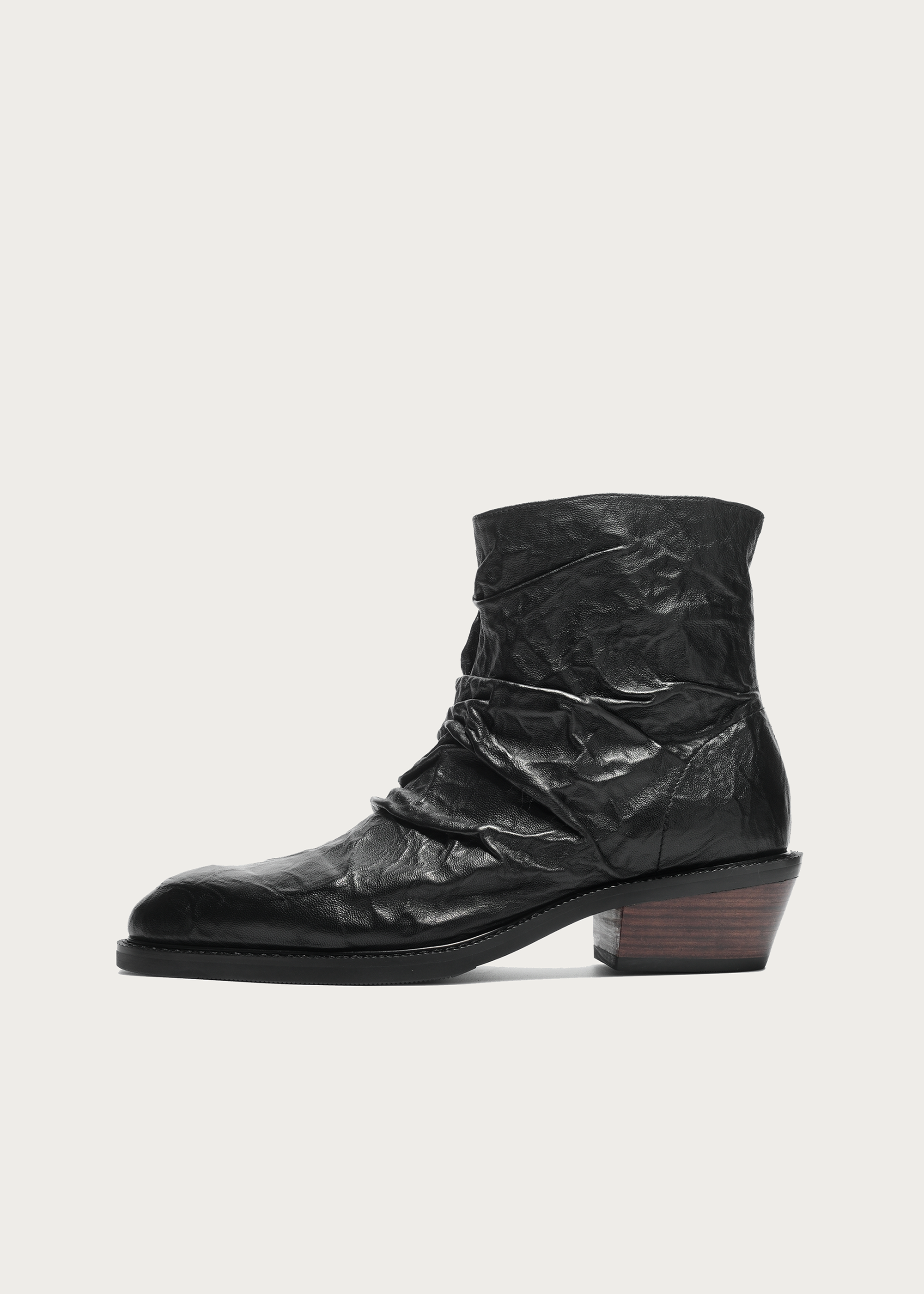 FX8049 metallic-texture ruched sheepskin ankle boots front view