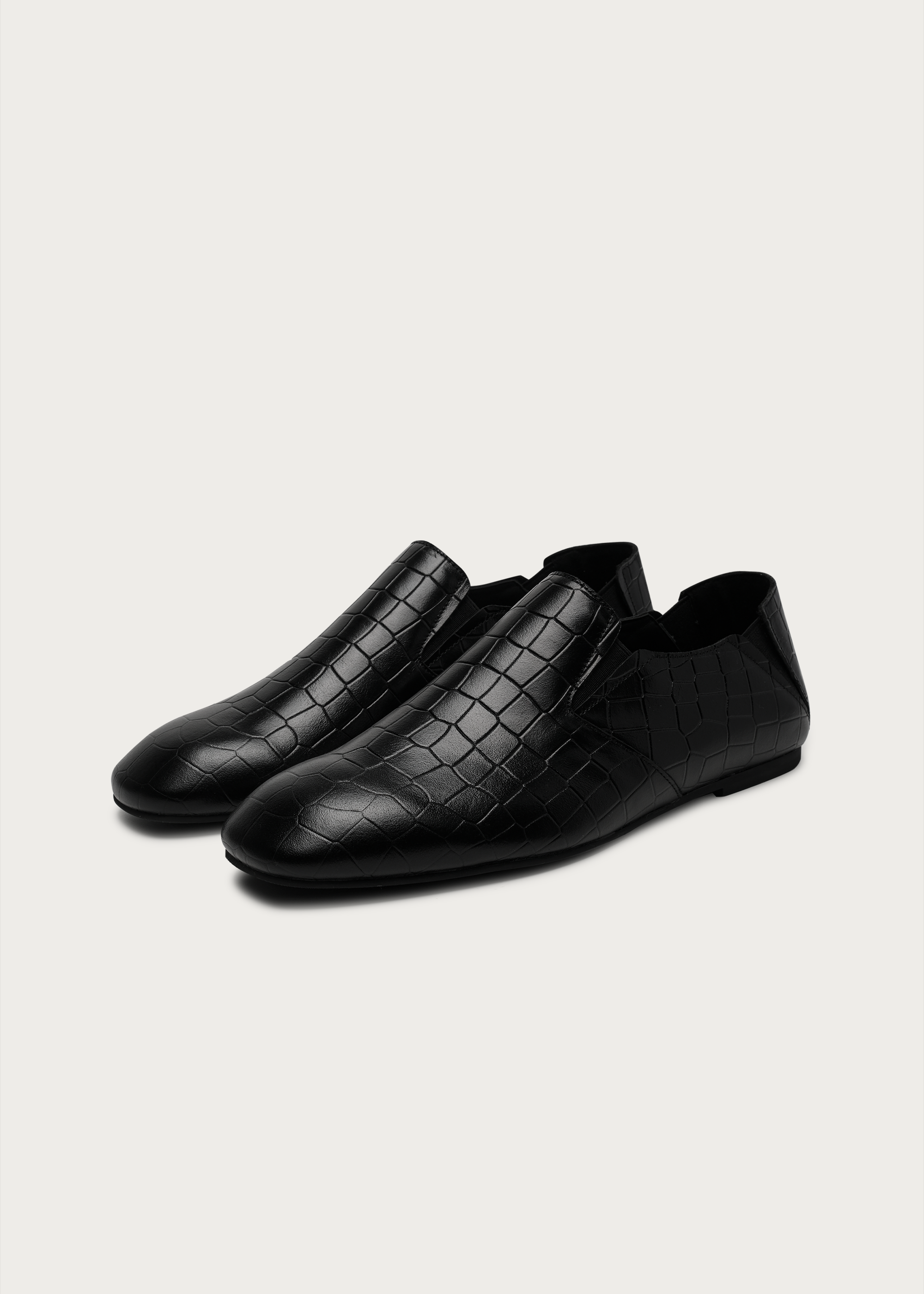 Slip-on Embossed leather loafers Black