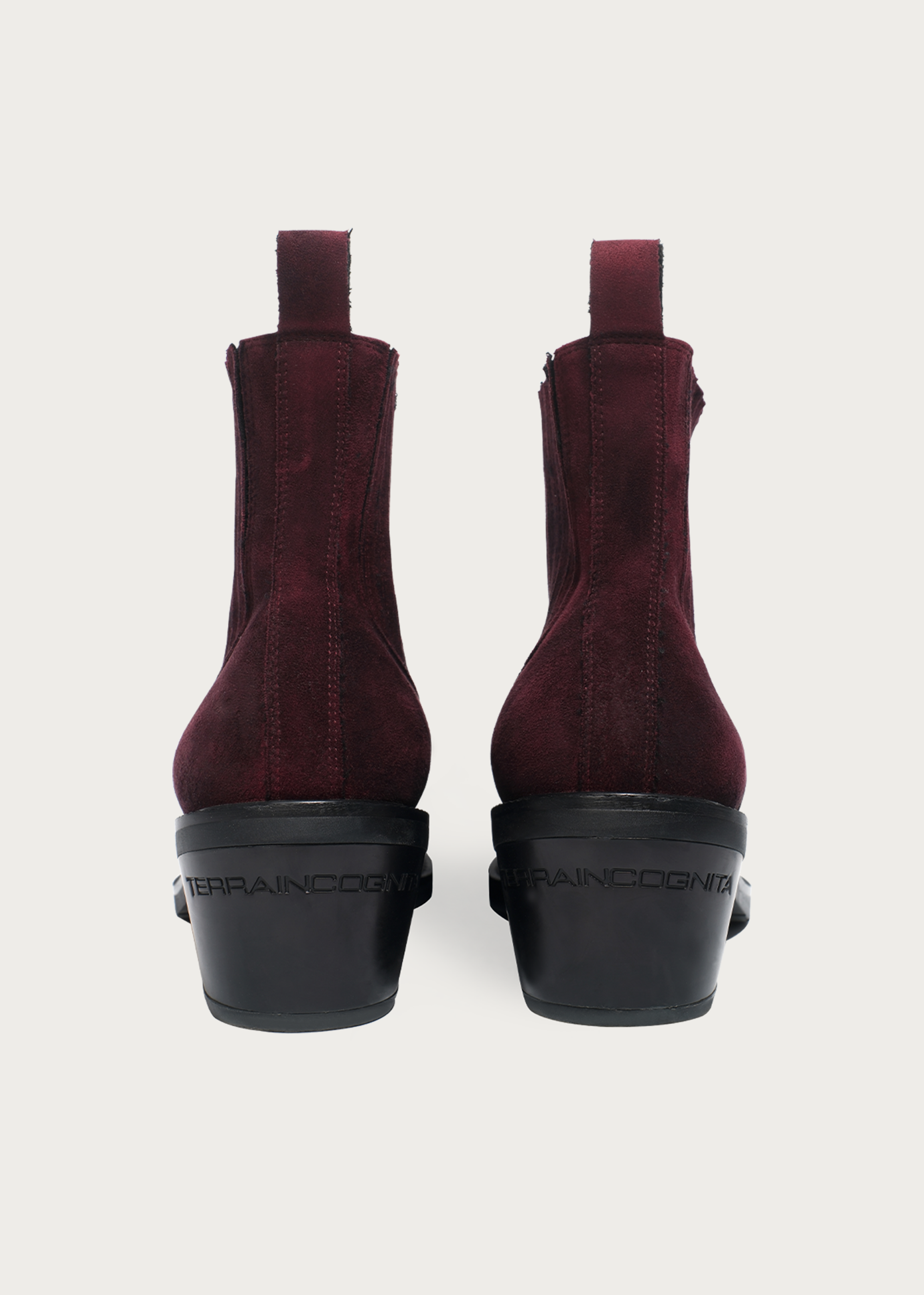 Pointed-Toe Velvet Chelsea Boots Garnet Red