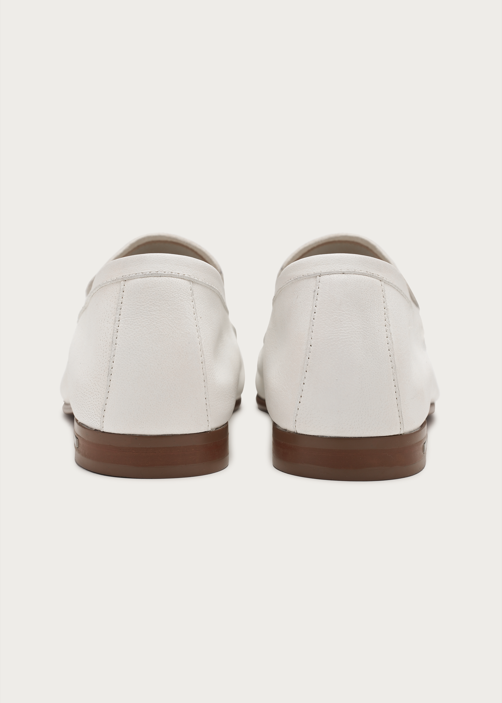 Camel leather loafers White