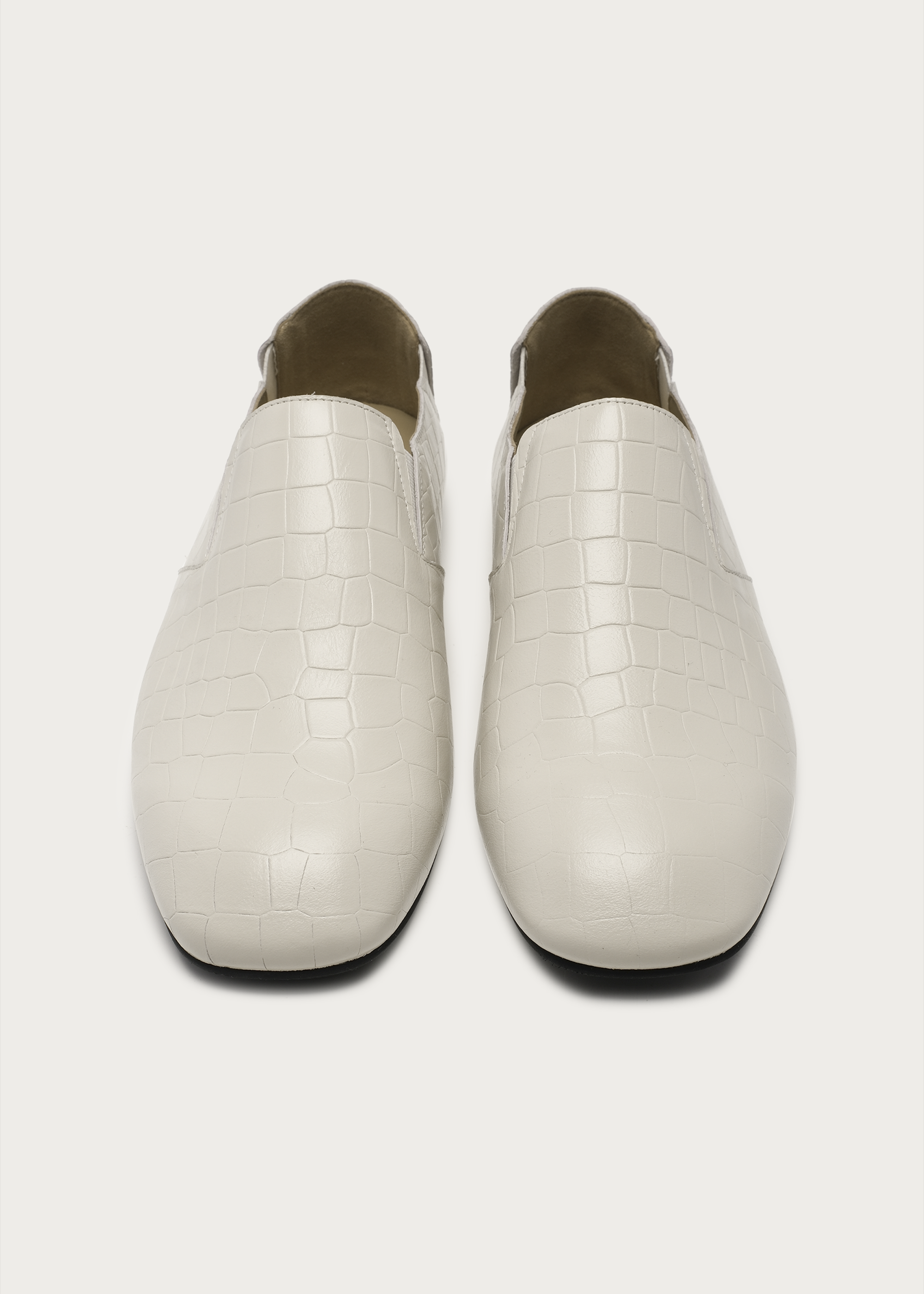 Slip-on Embossed leather loafers White
