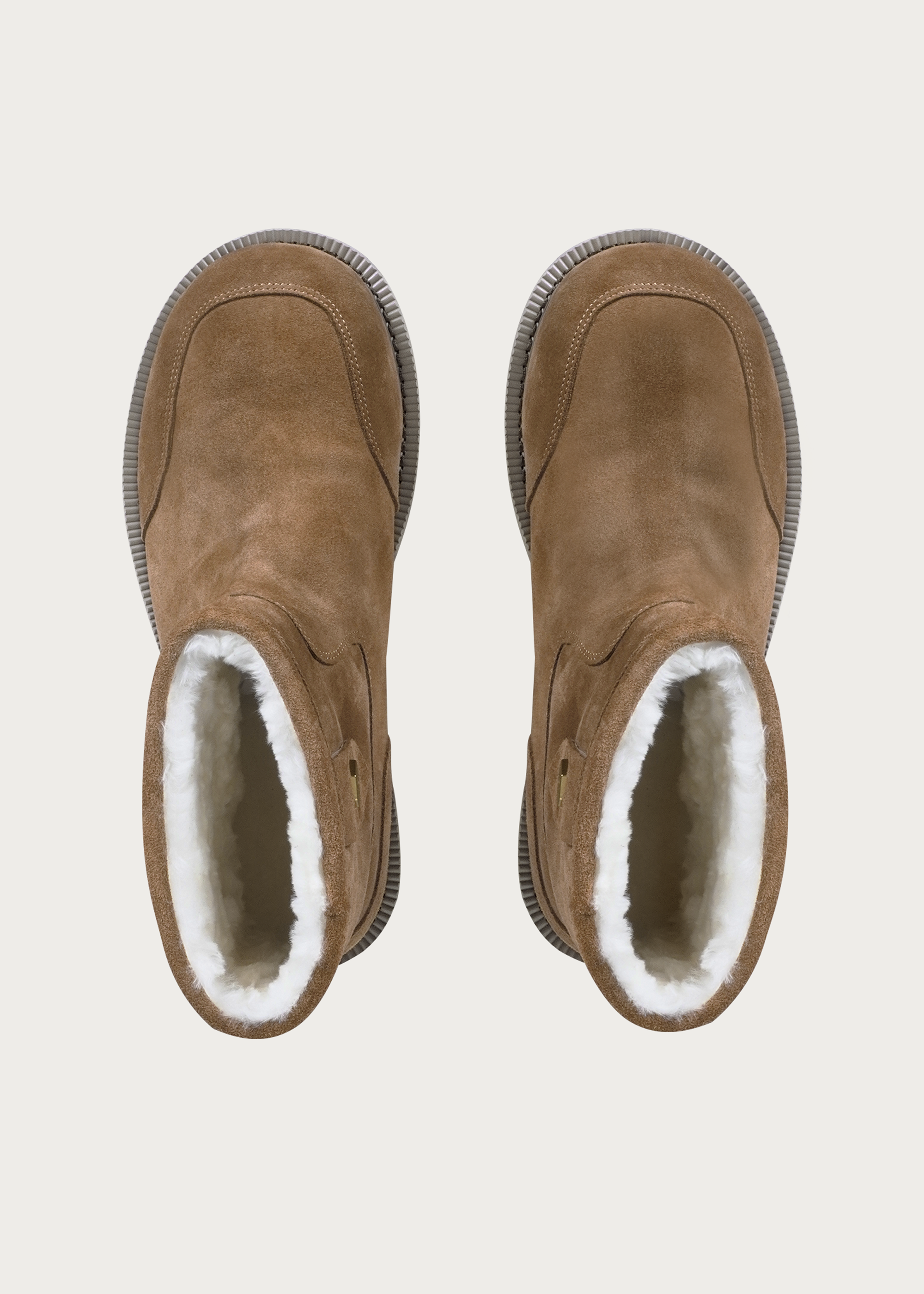 Fleece Mid-Top Snow Boots Light Coffee Brown