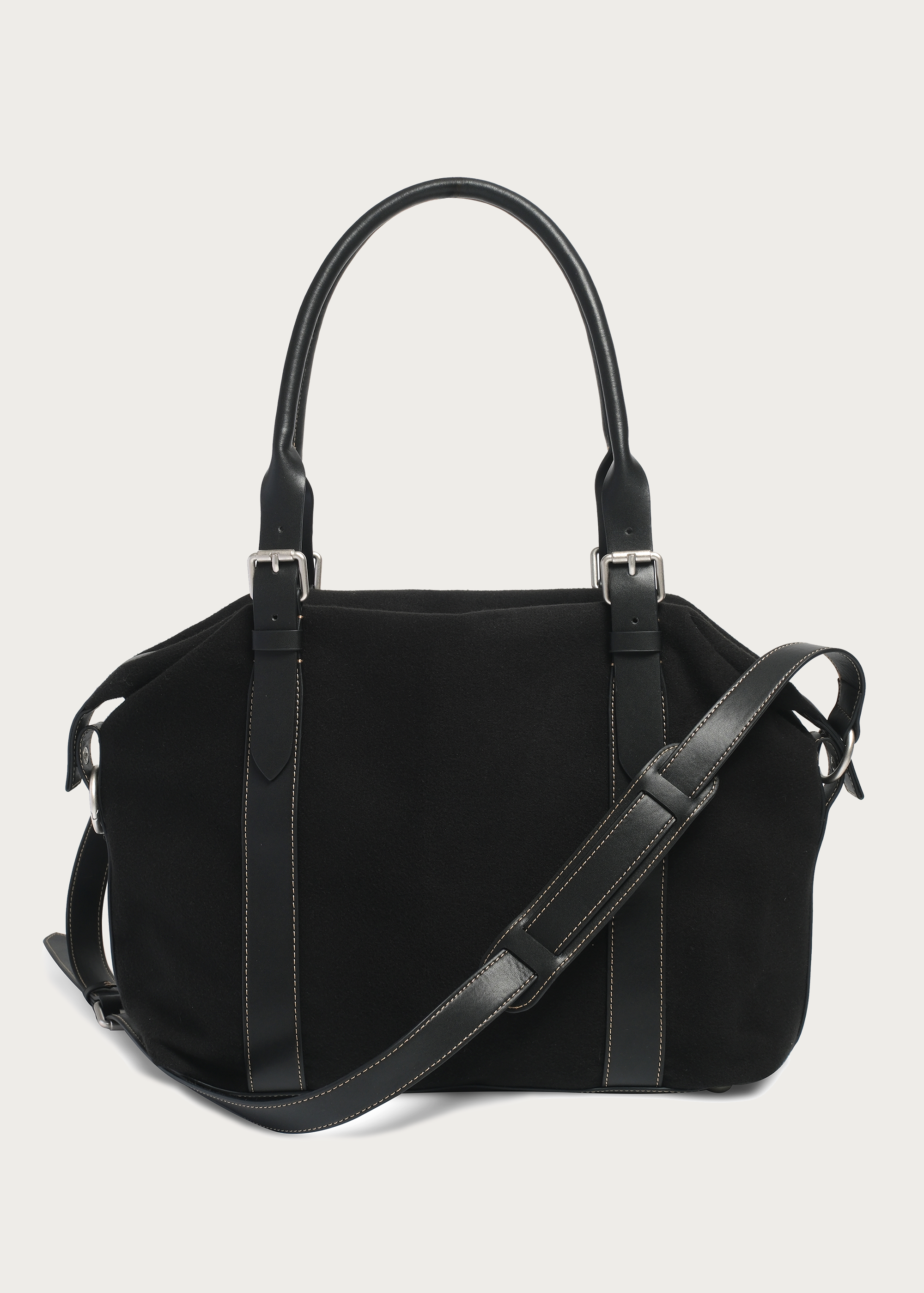Suede and Leather Patchwork Shoulder Crossbody Bag