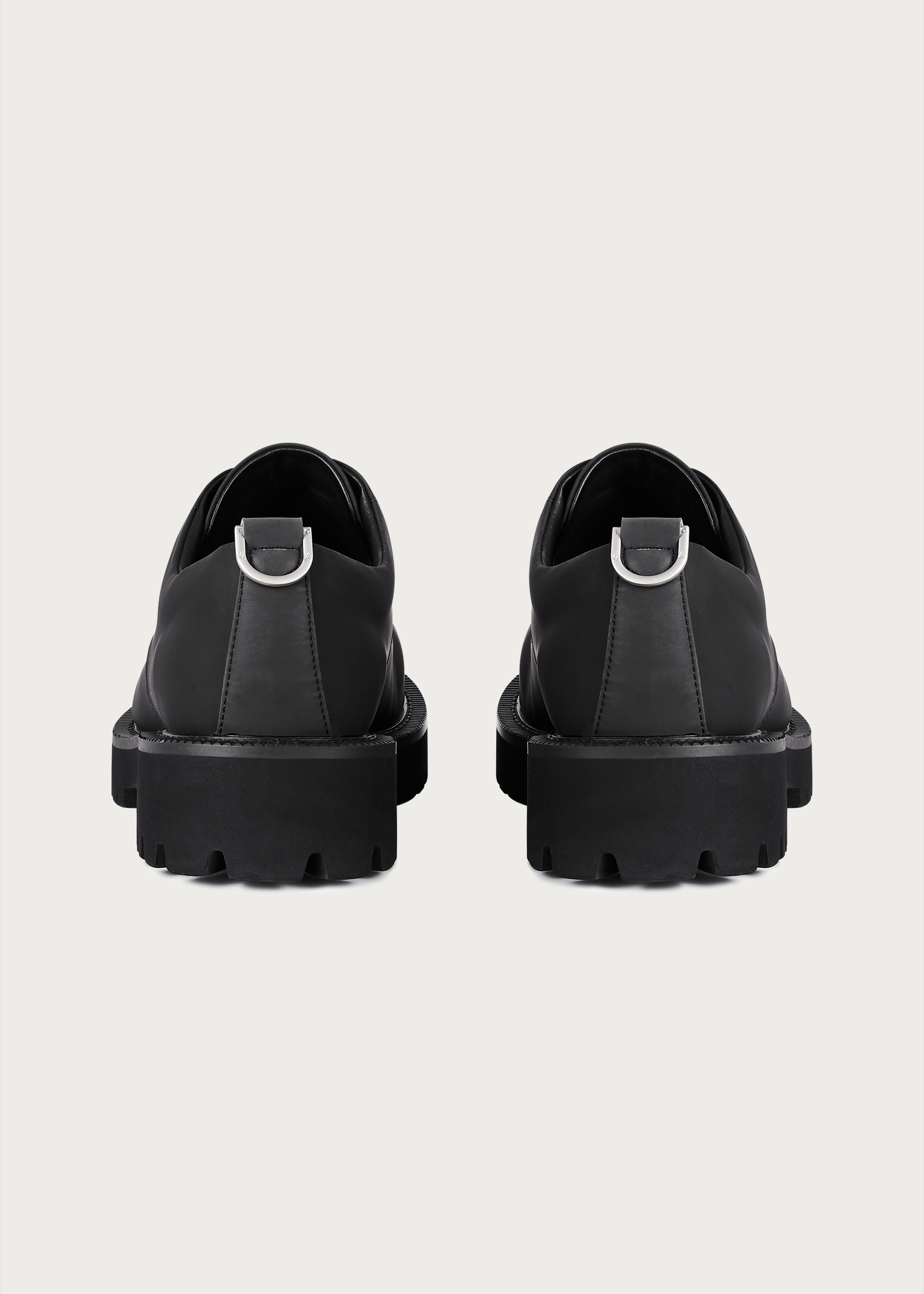 Chunky Round-Toe Derby Shoes Matte Black