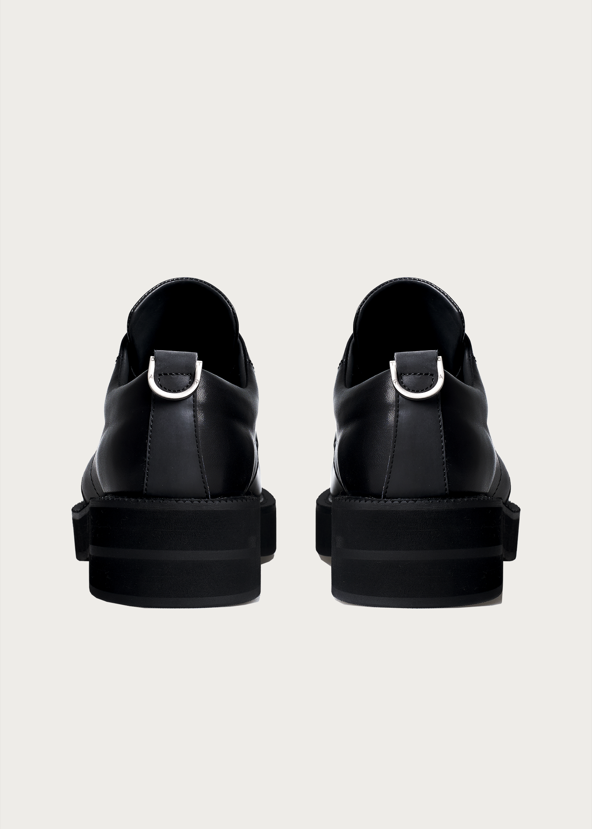 Thick-Soled Leather Derby Shoes Black