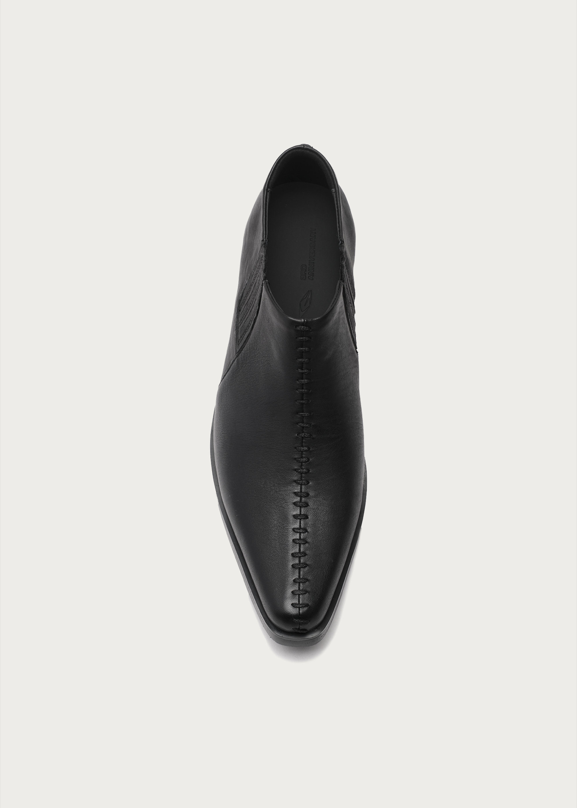 Front Stitch Leather Boots Black