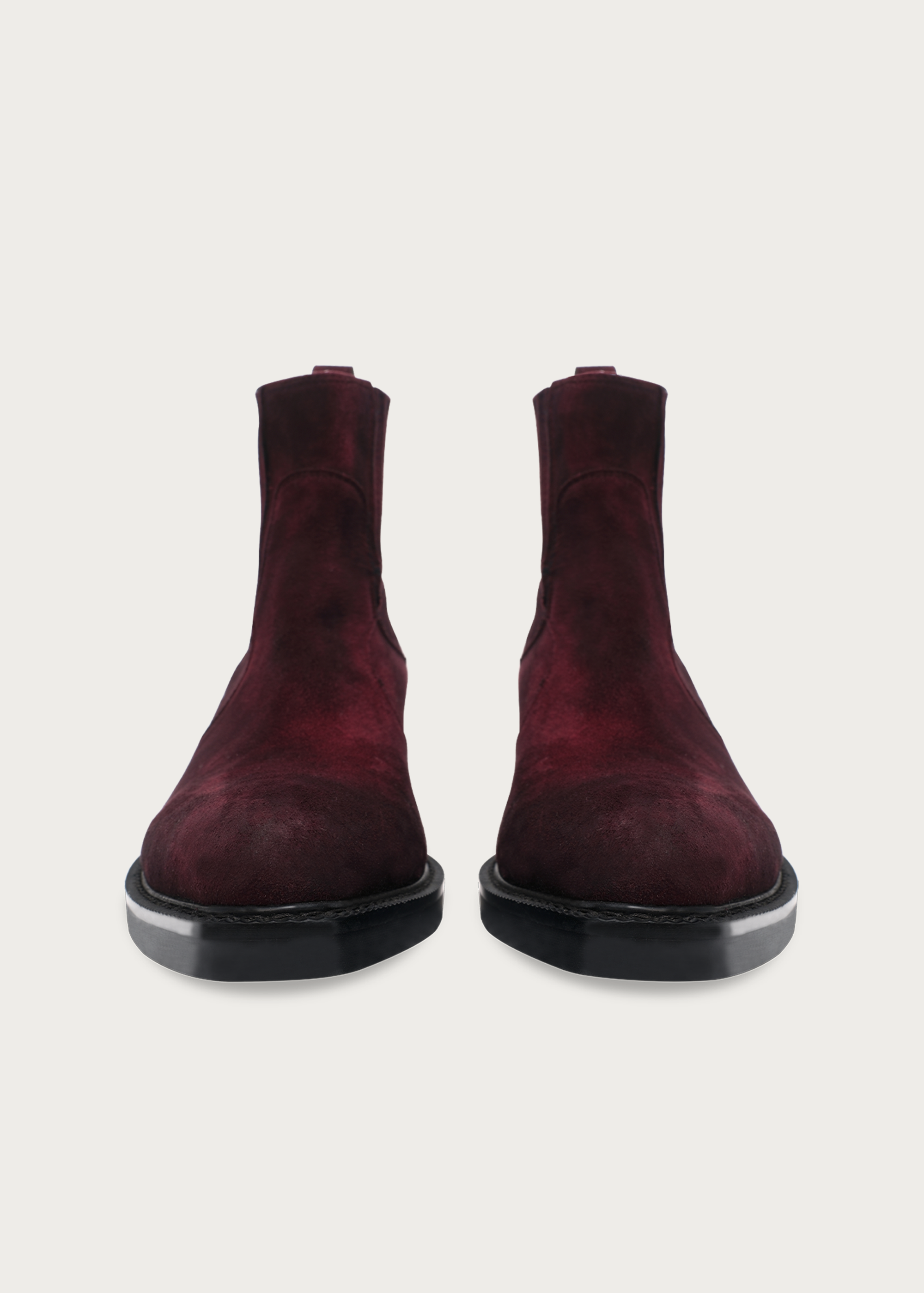Pointed-Toe Velvet Chelsea Boots Garnet Red