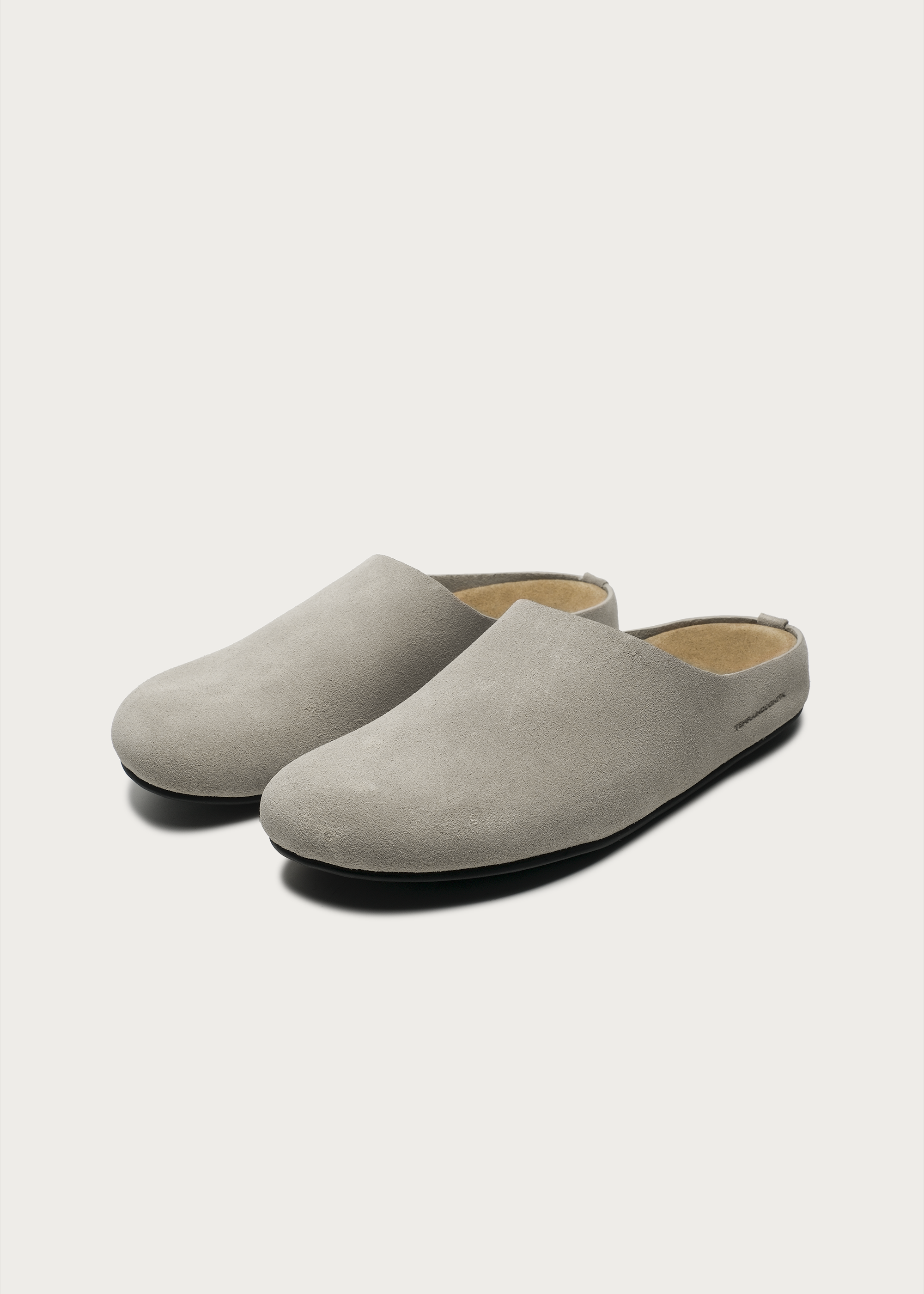 Cloud-Feel Suede Clogs Light Gray
