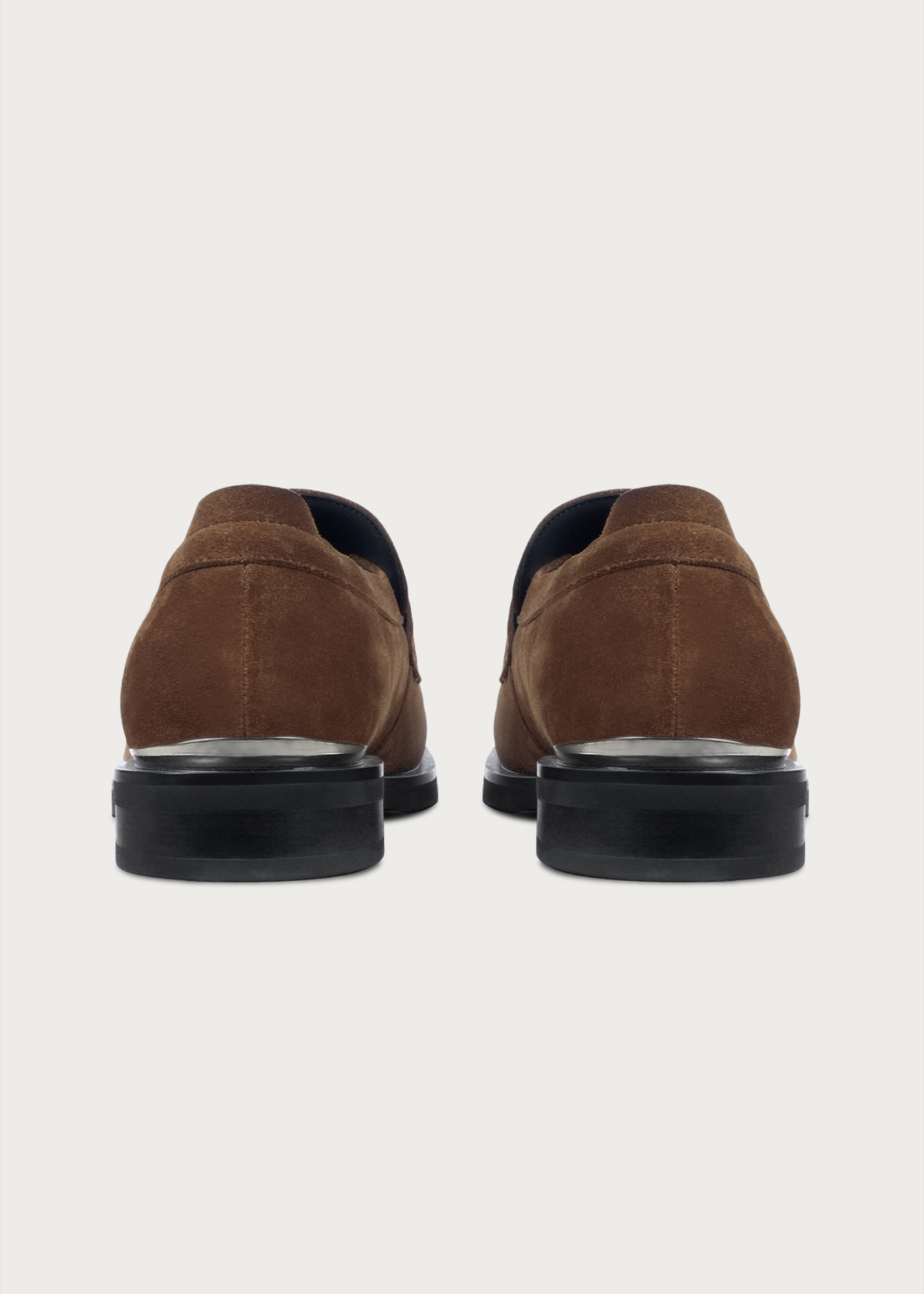 Button Suede Loafers Brown