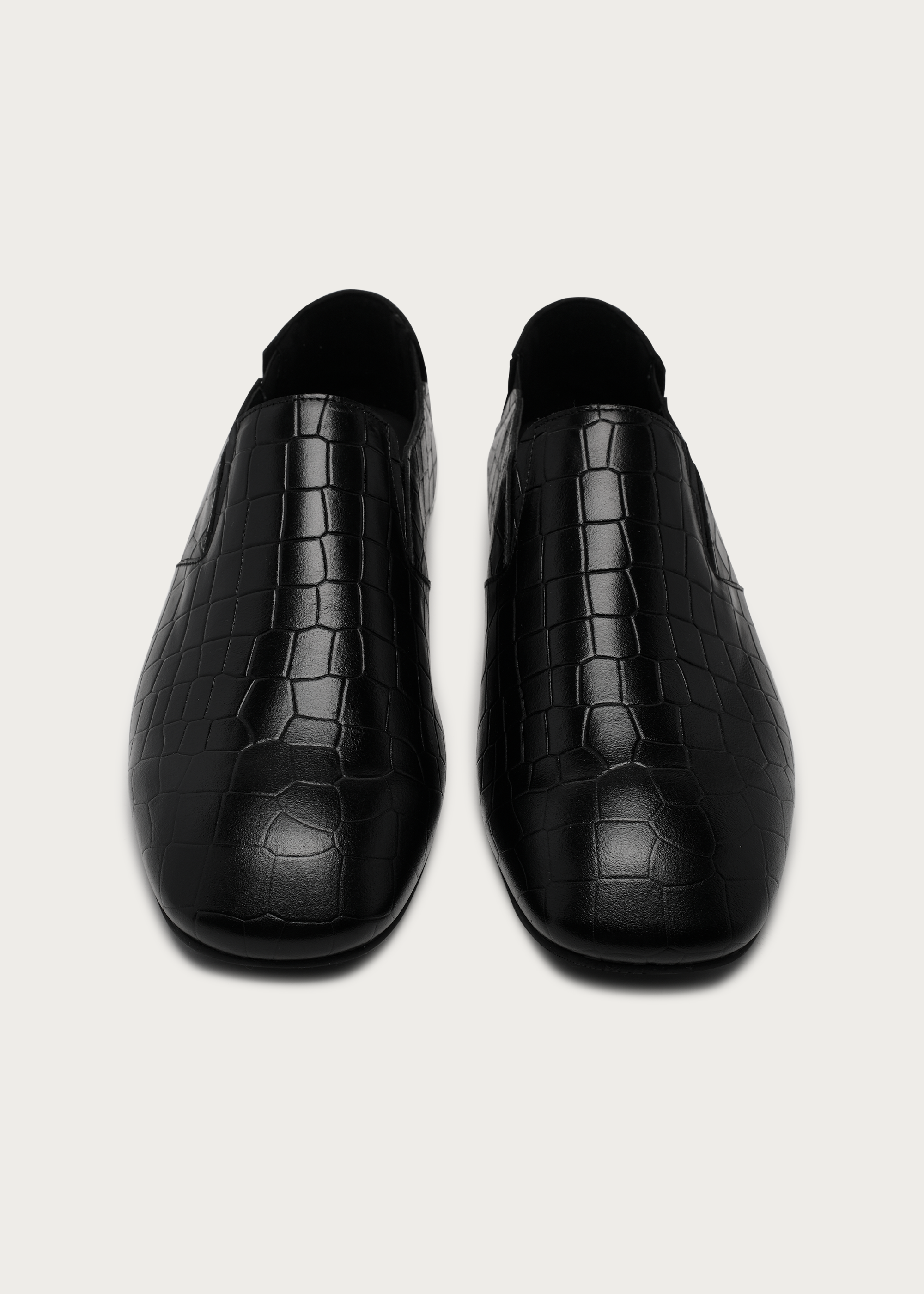 Slip-on Embossed leather loafers Black