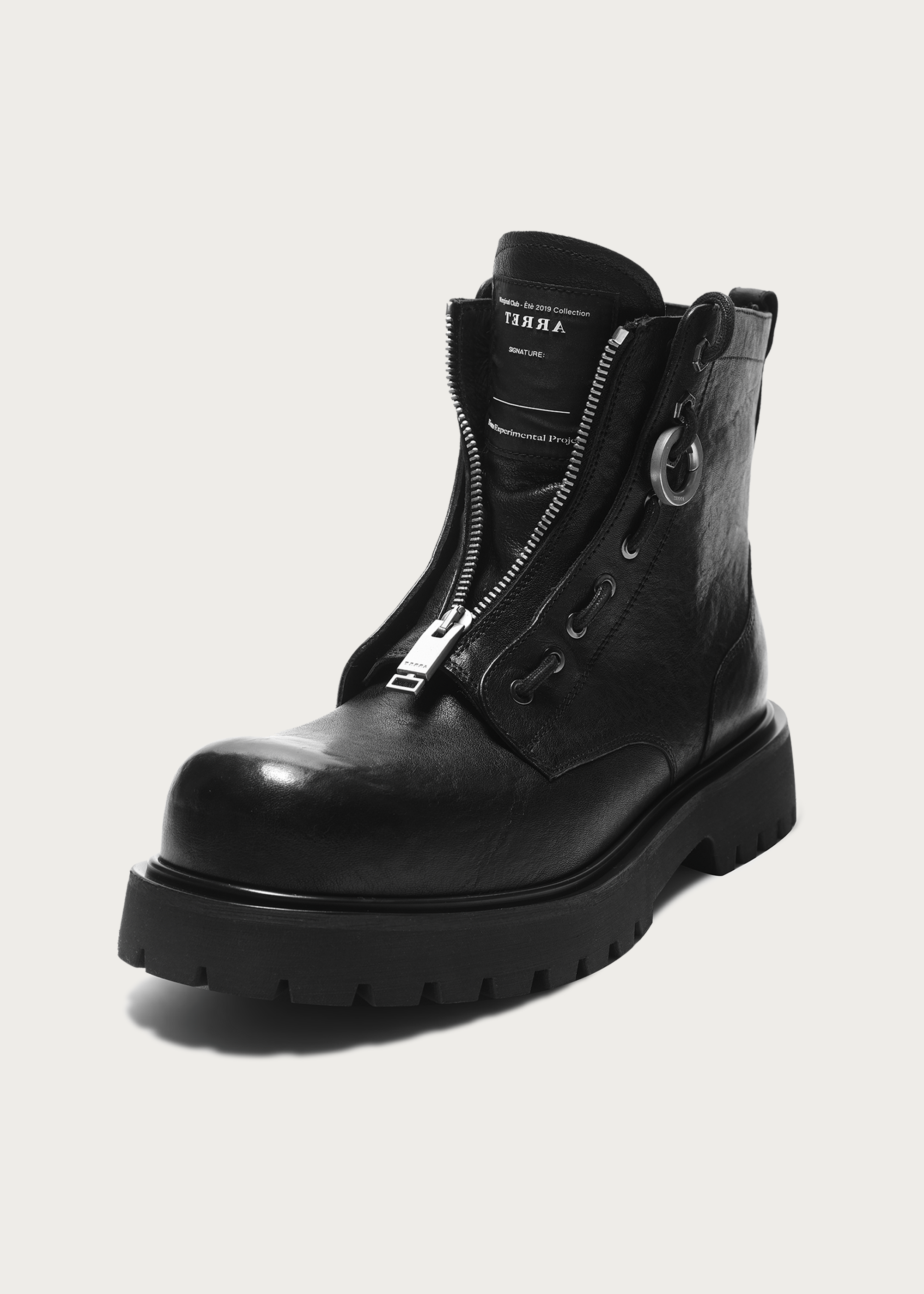 Horsehide Zipper Workwear Boots Black