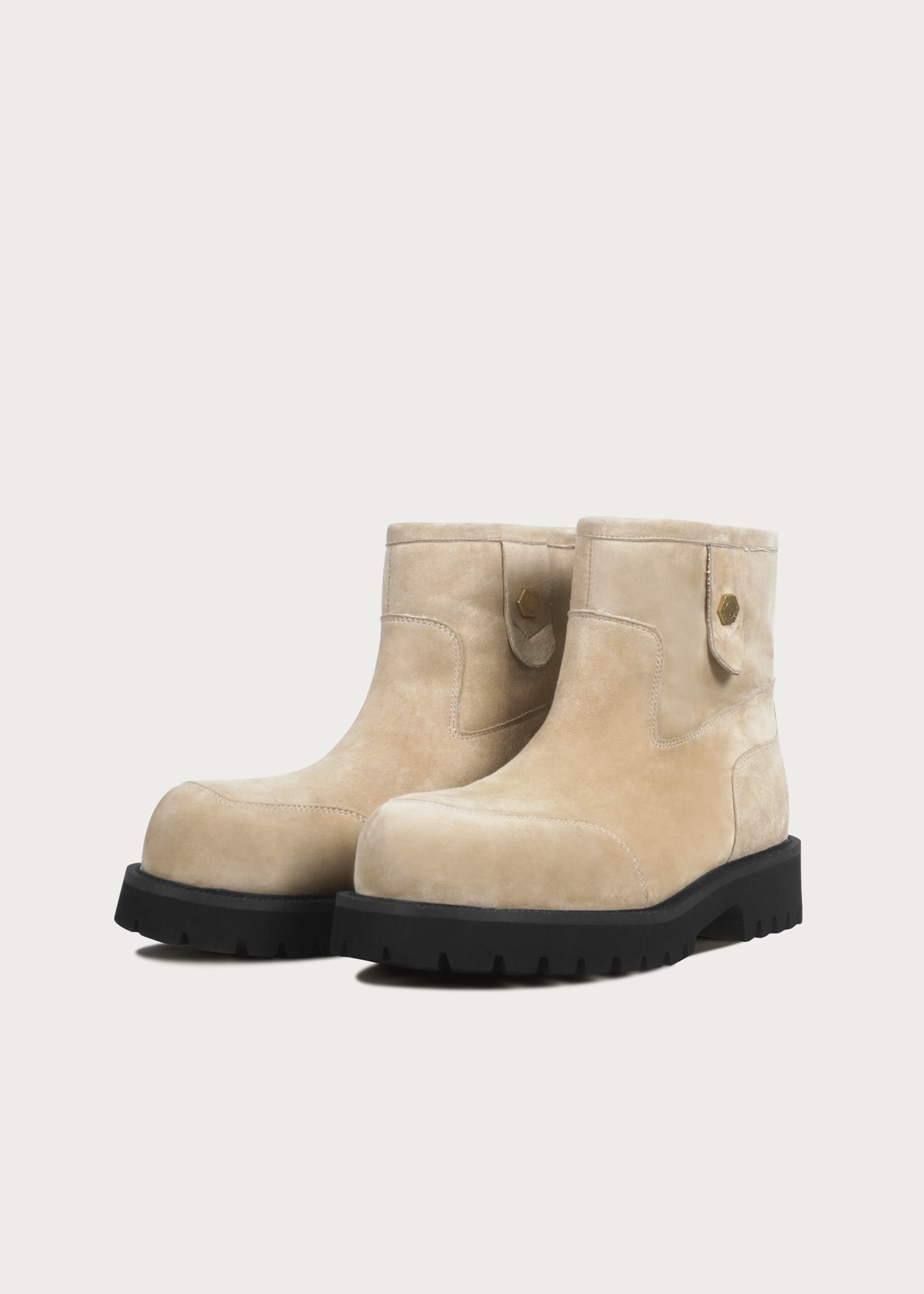 Fleece Mid-Top Snow Boots Light Cream Brown