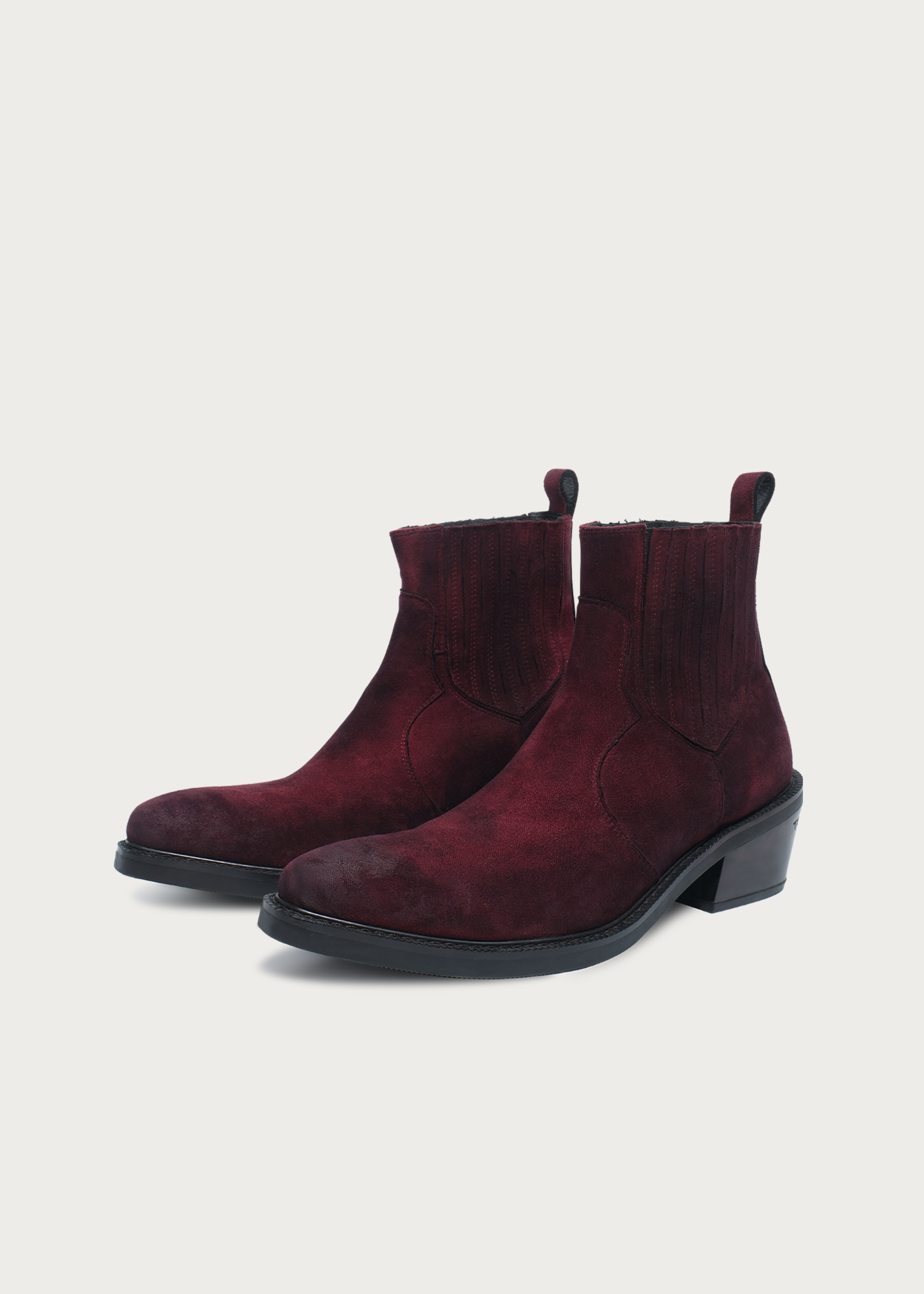 Pointed-Toe Velvet Chelsea Boots Garnet Red