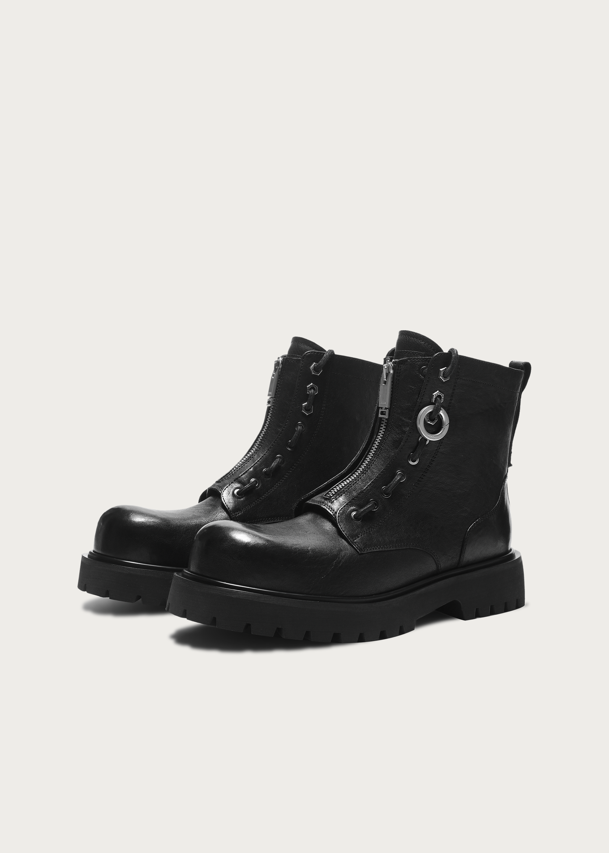 Horsehide Zipper Workwear Boots Black