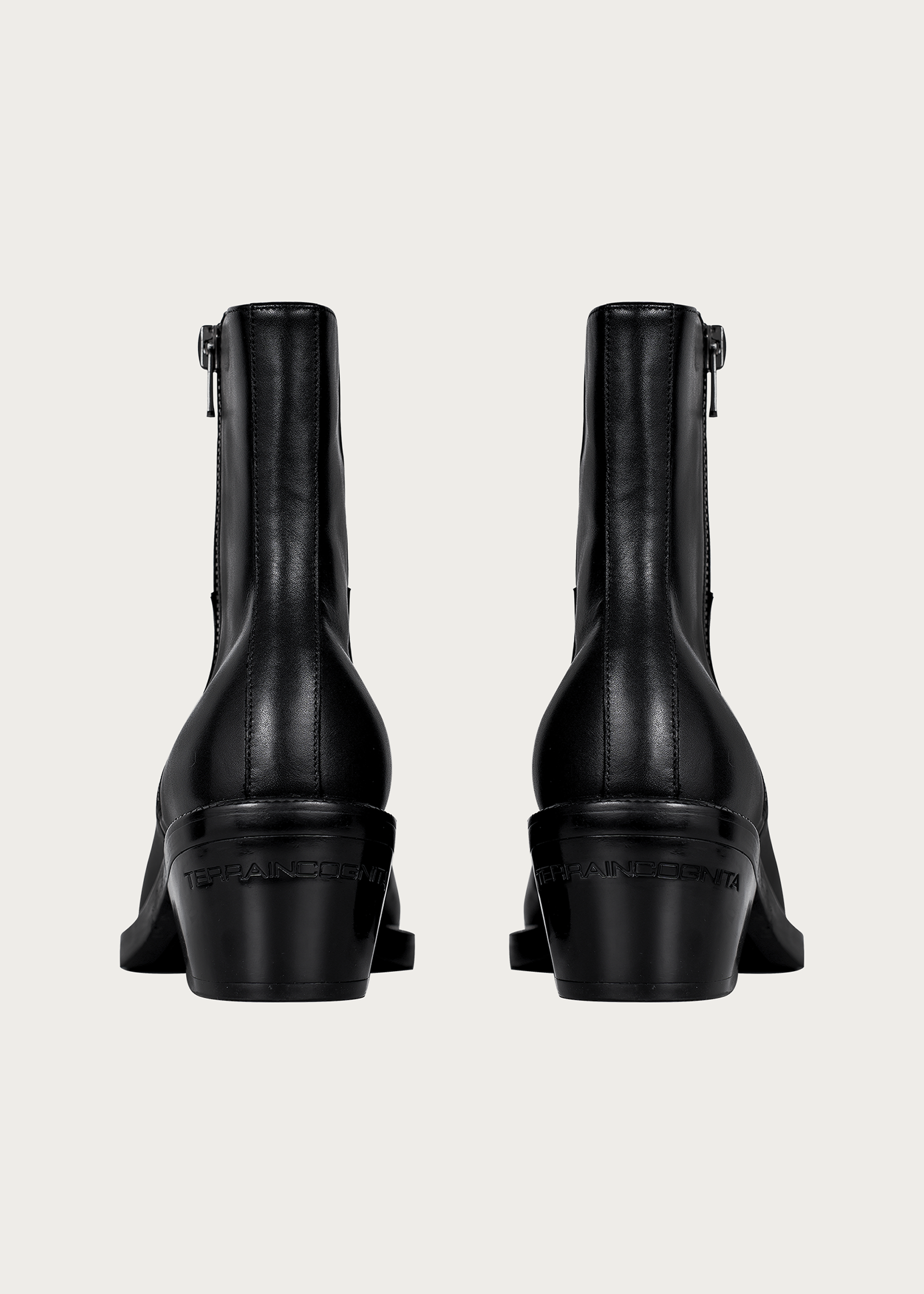 Square-toe ankle boots angled view