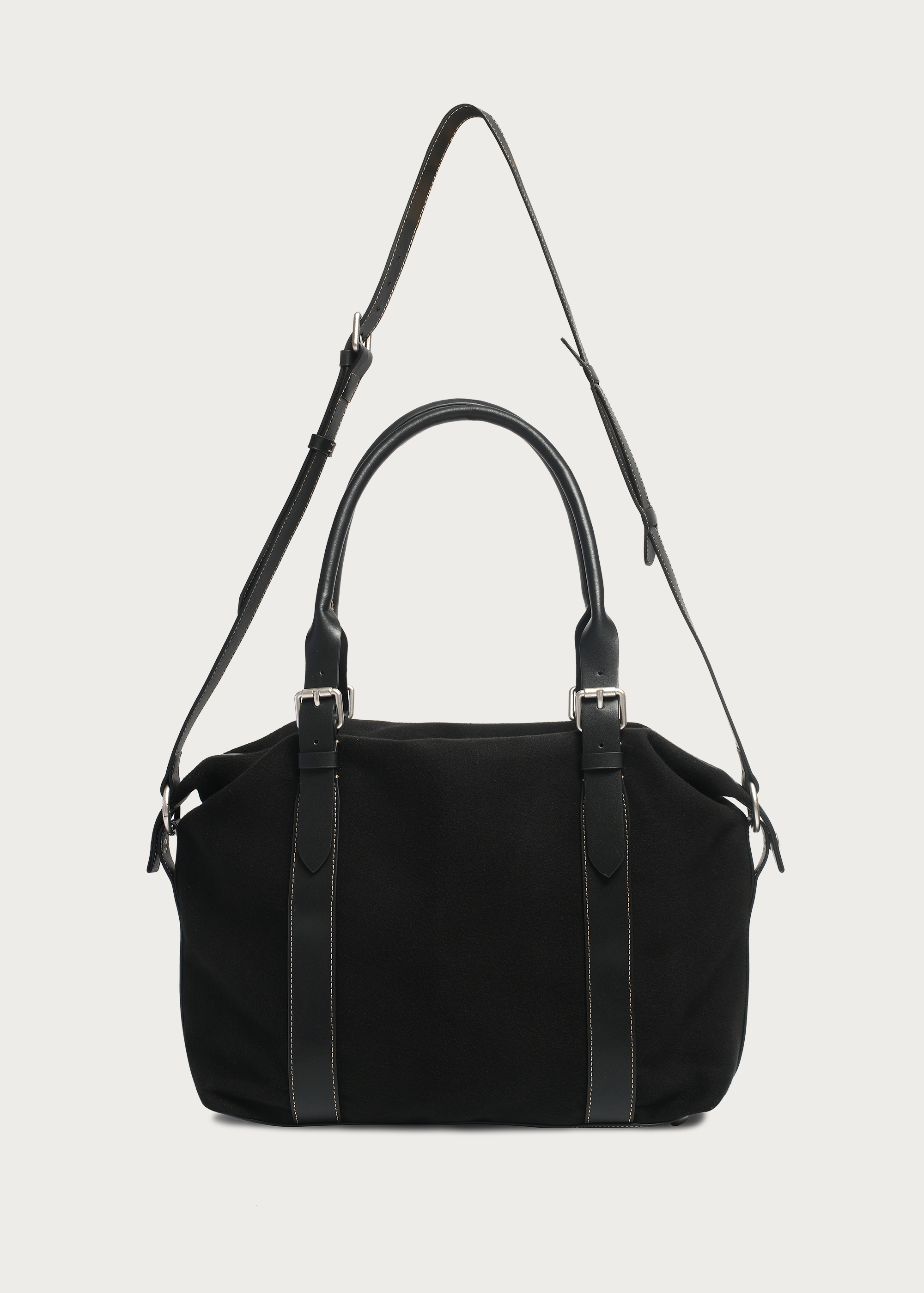 Suede and Leather Patchwork Shoulder Crossbody Bag