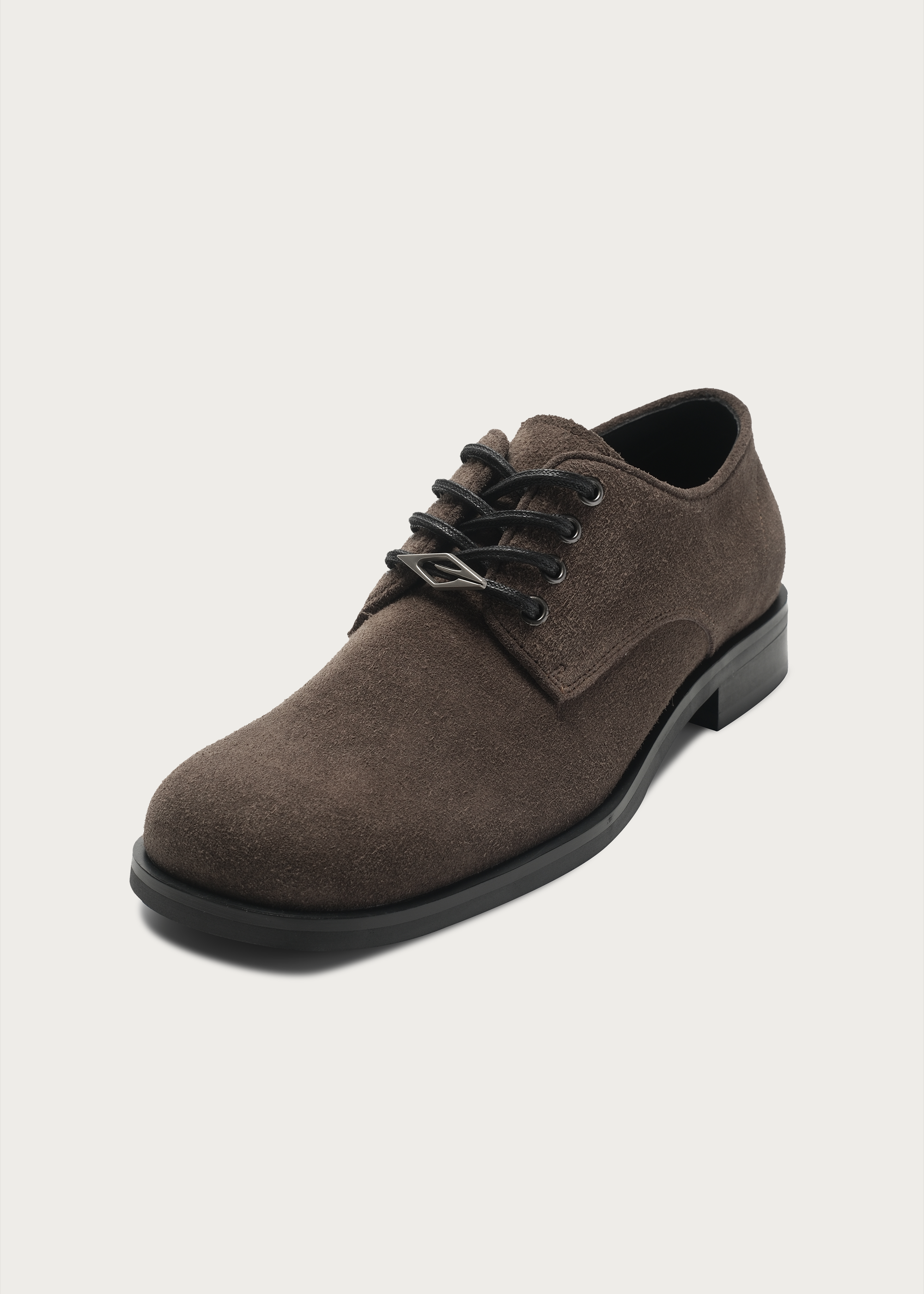 Suede Derby Shoes Brownish Gray