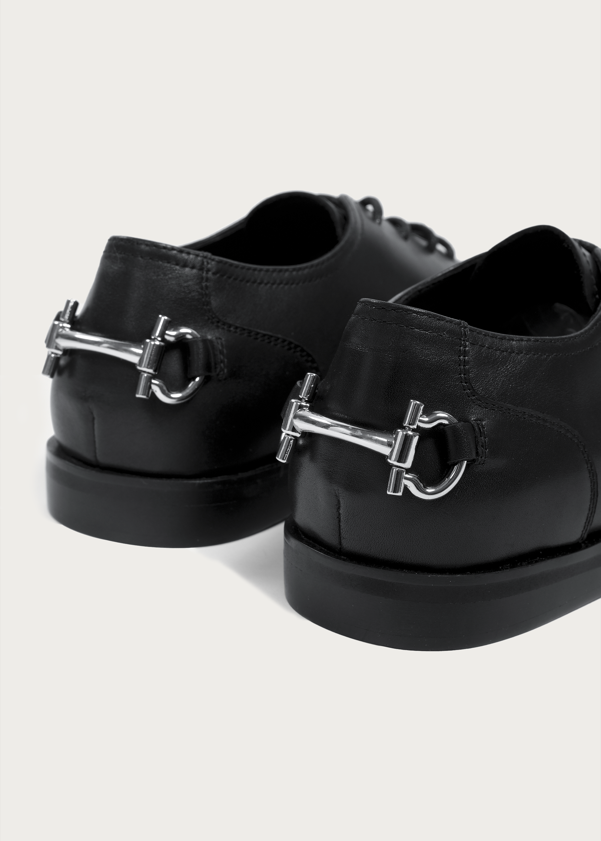 Metal-buckle Derby shoes Black