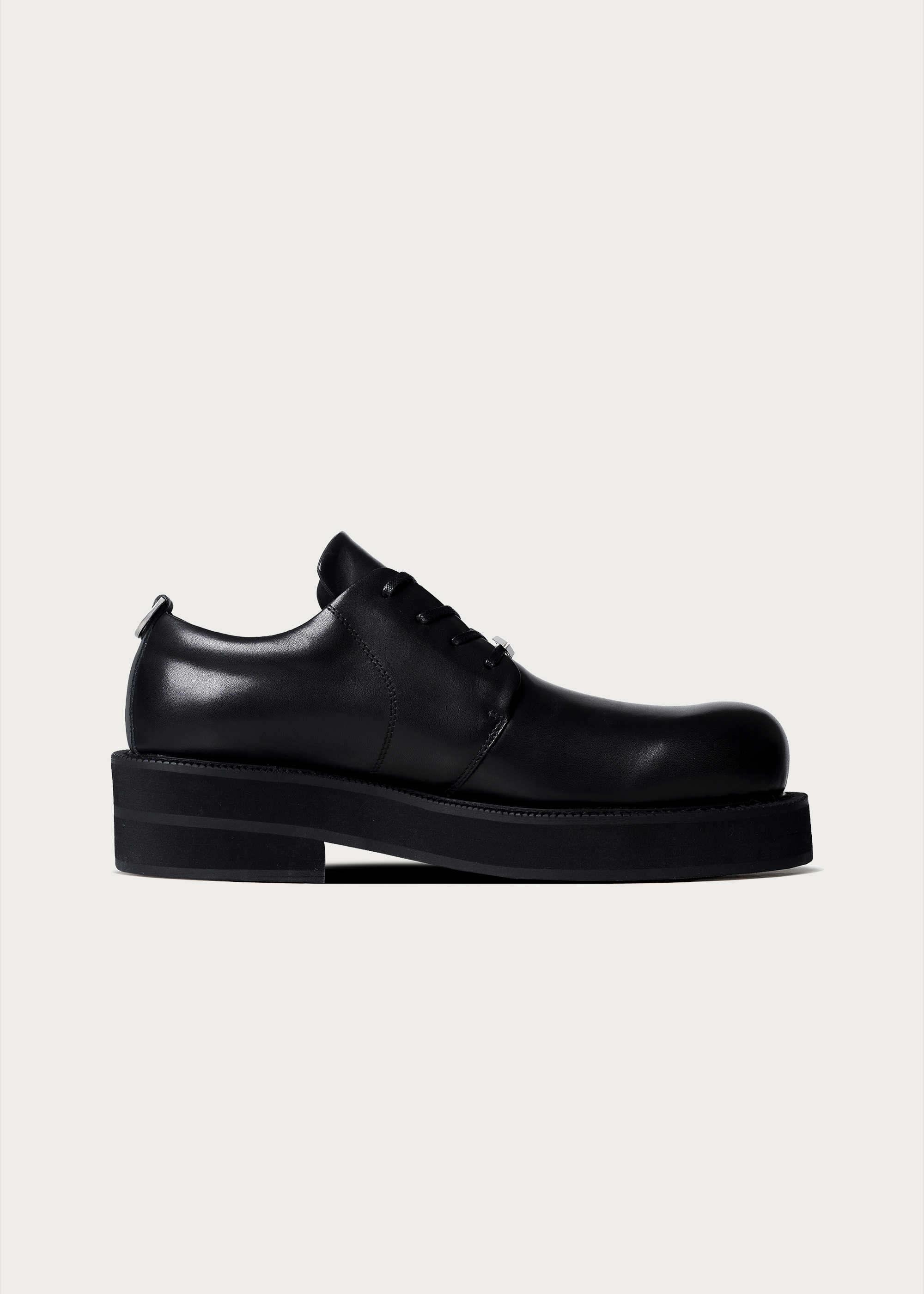 Thick-Soled Leather Derby Shoes Black