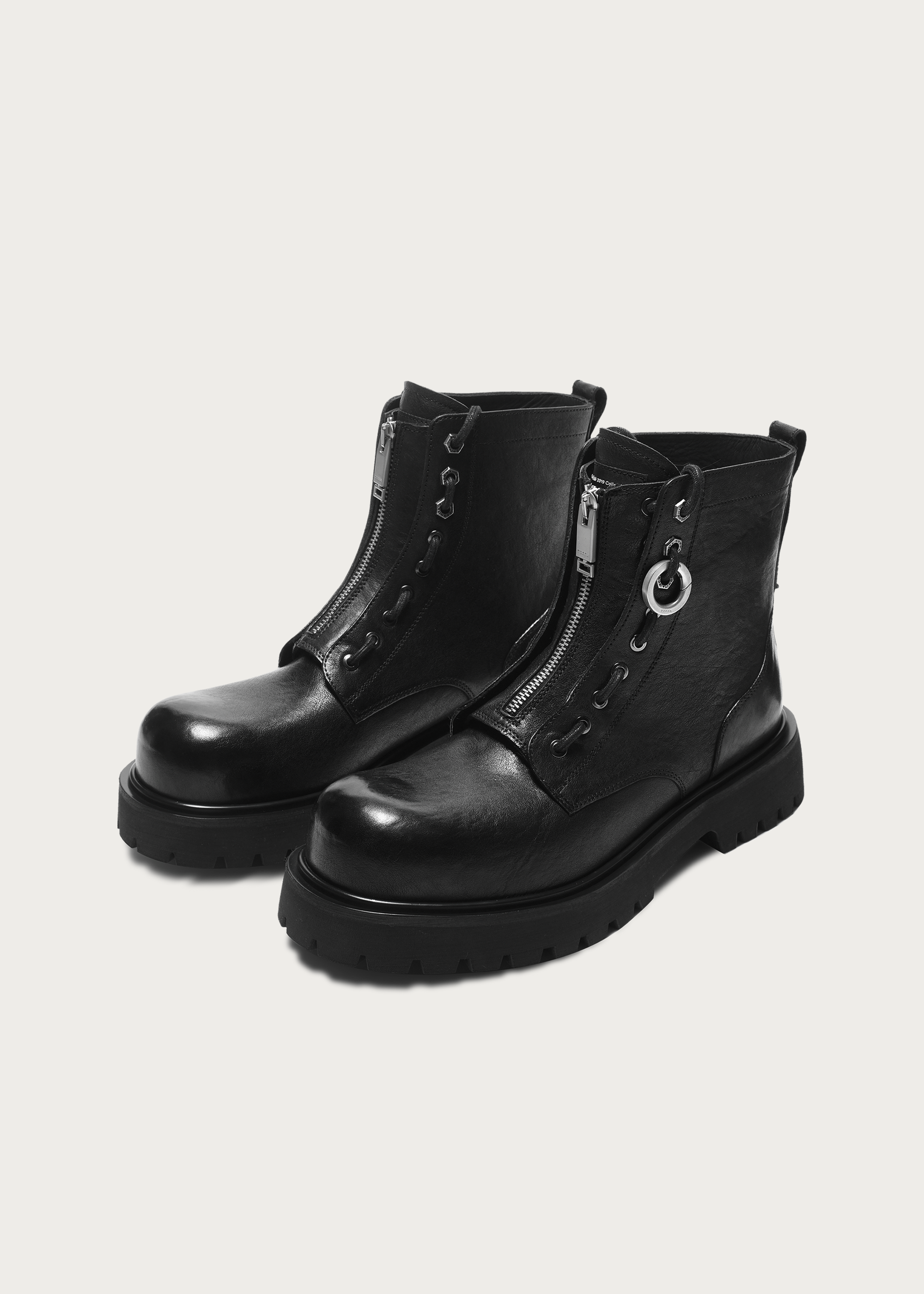 Horsehide Zipper Workwear Boots Black