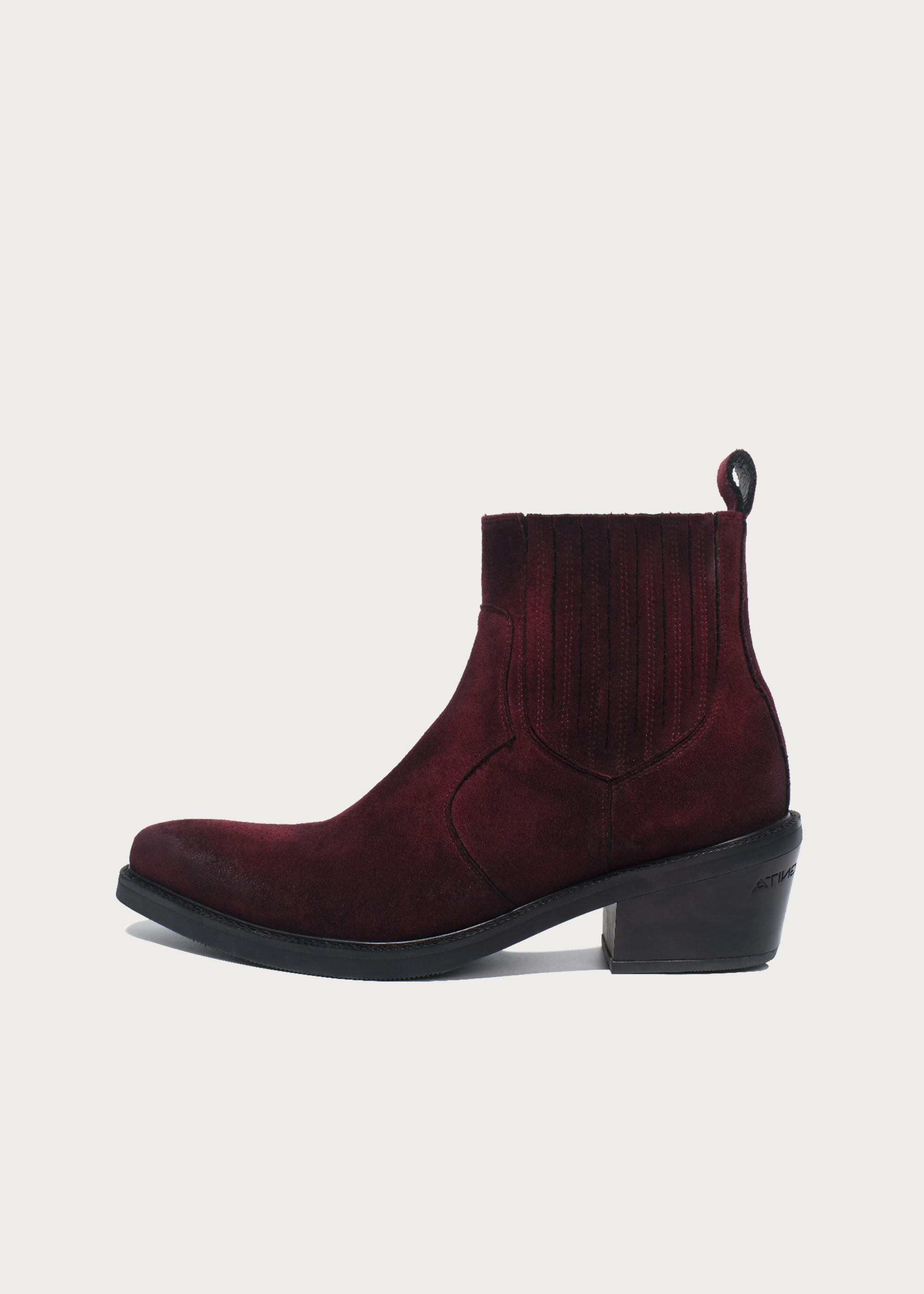 Pointed-Toe Velvet Chelsea Boots Garnet Red