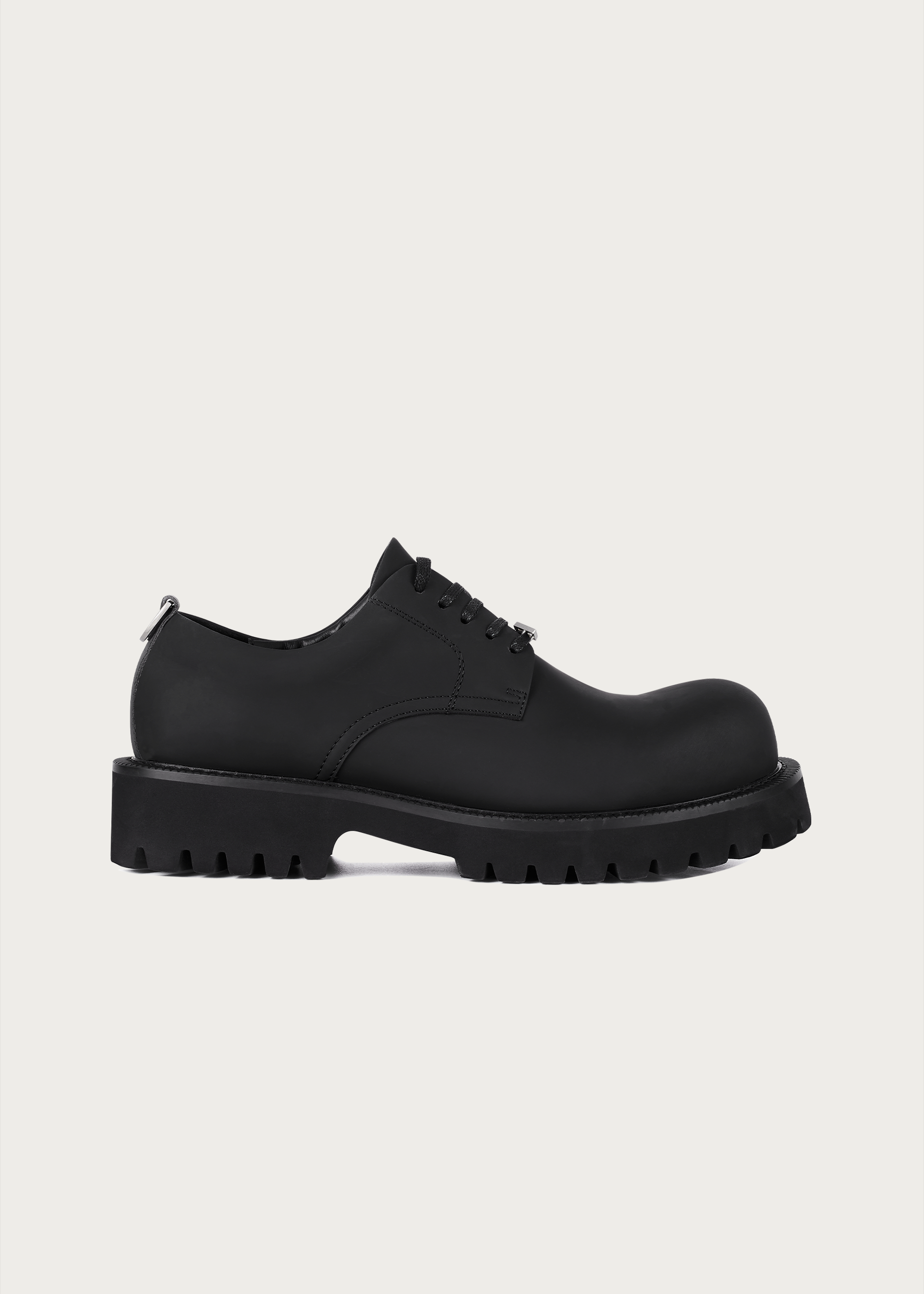 Chunky Round-Toe Derby Shoes Matte Black