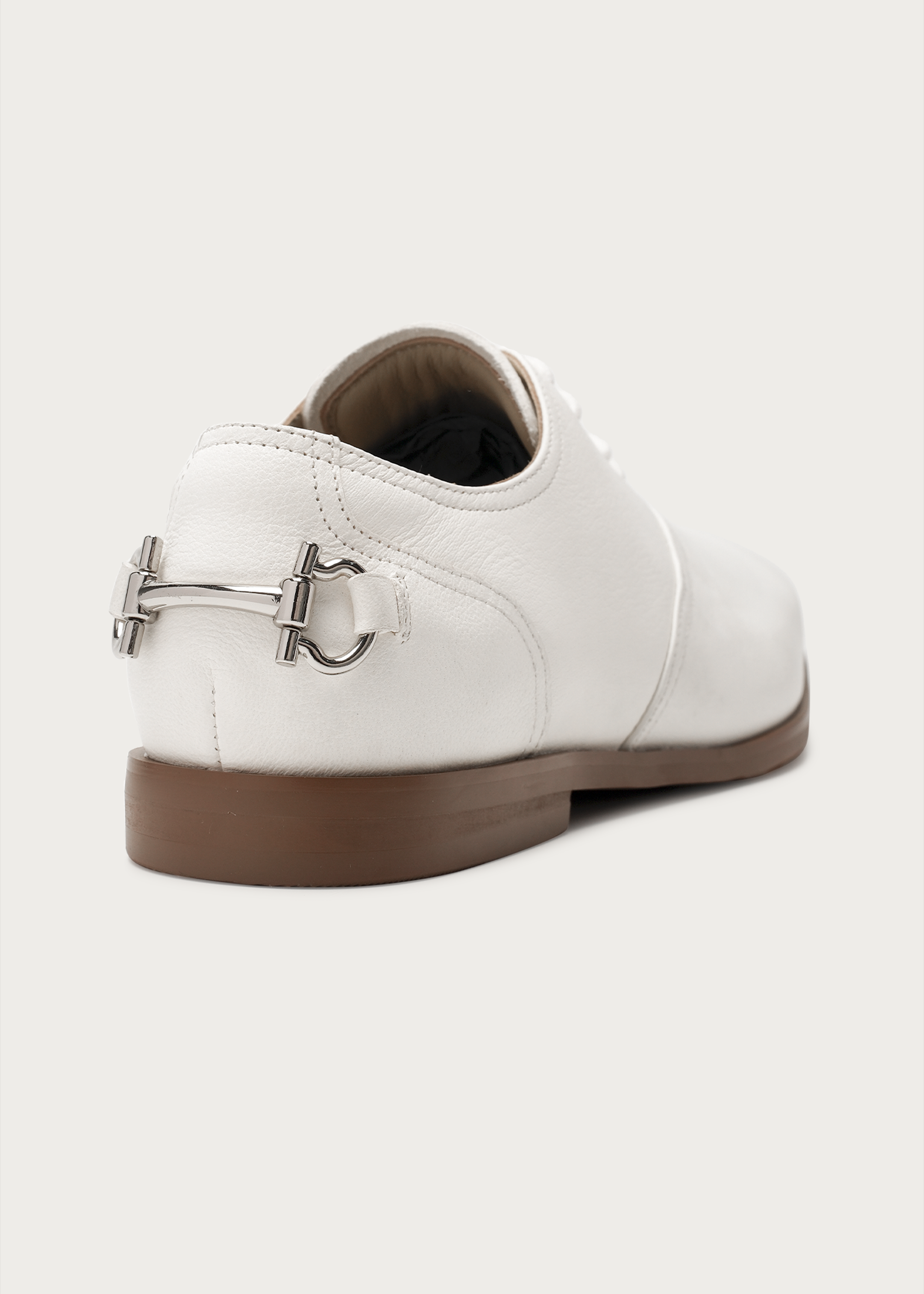 Metal-buckle Derby shoes White