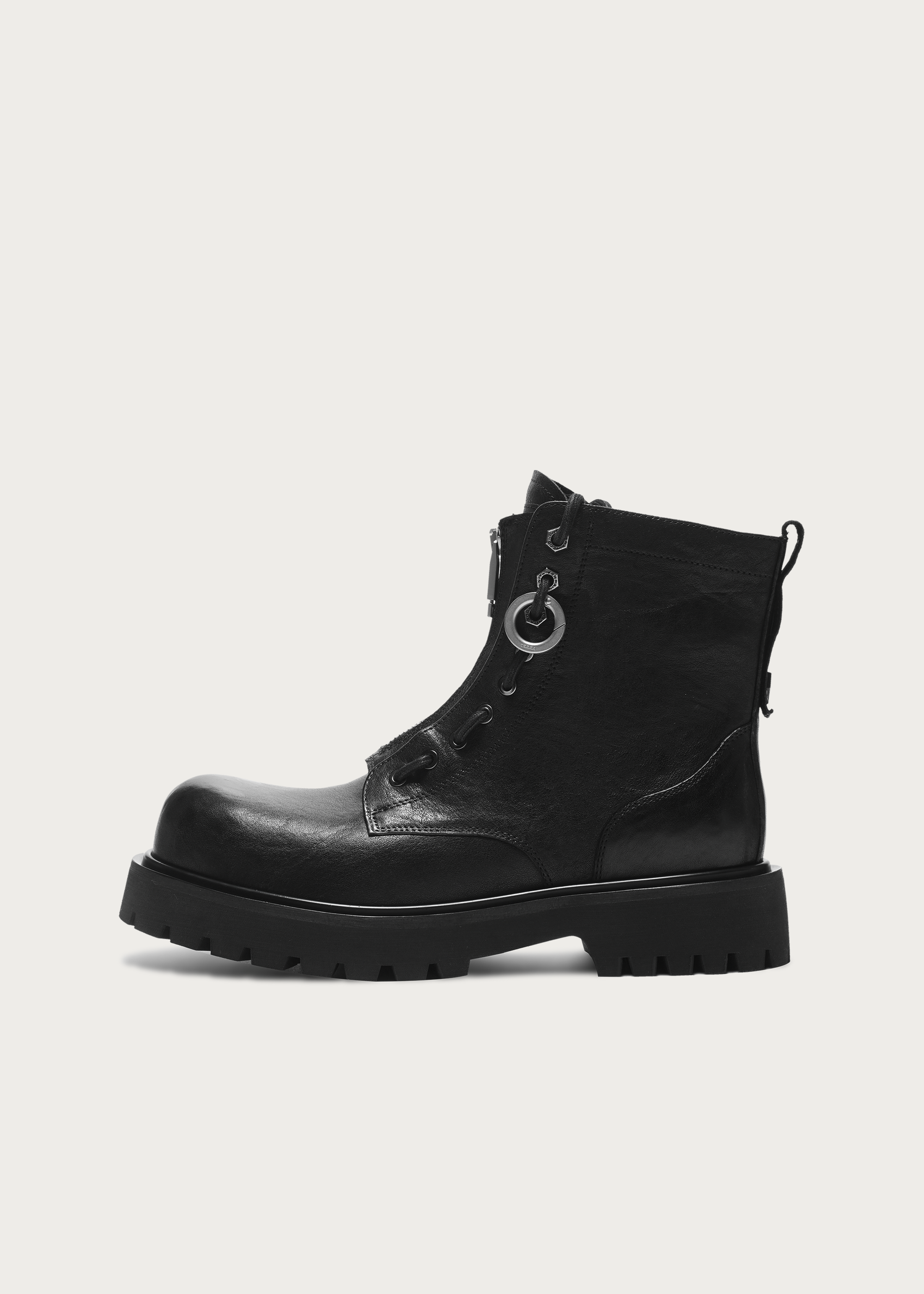 Horsehide Zipper Workwear Boots Black