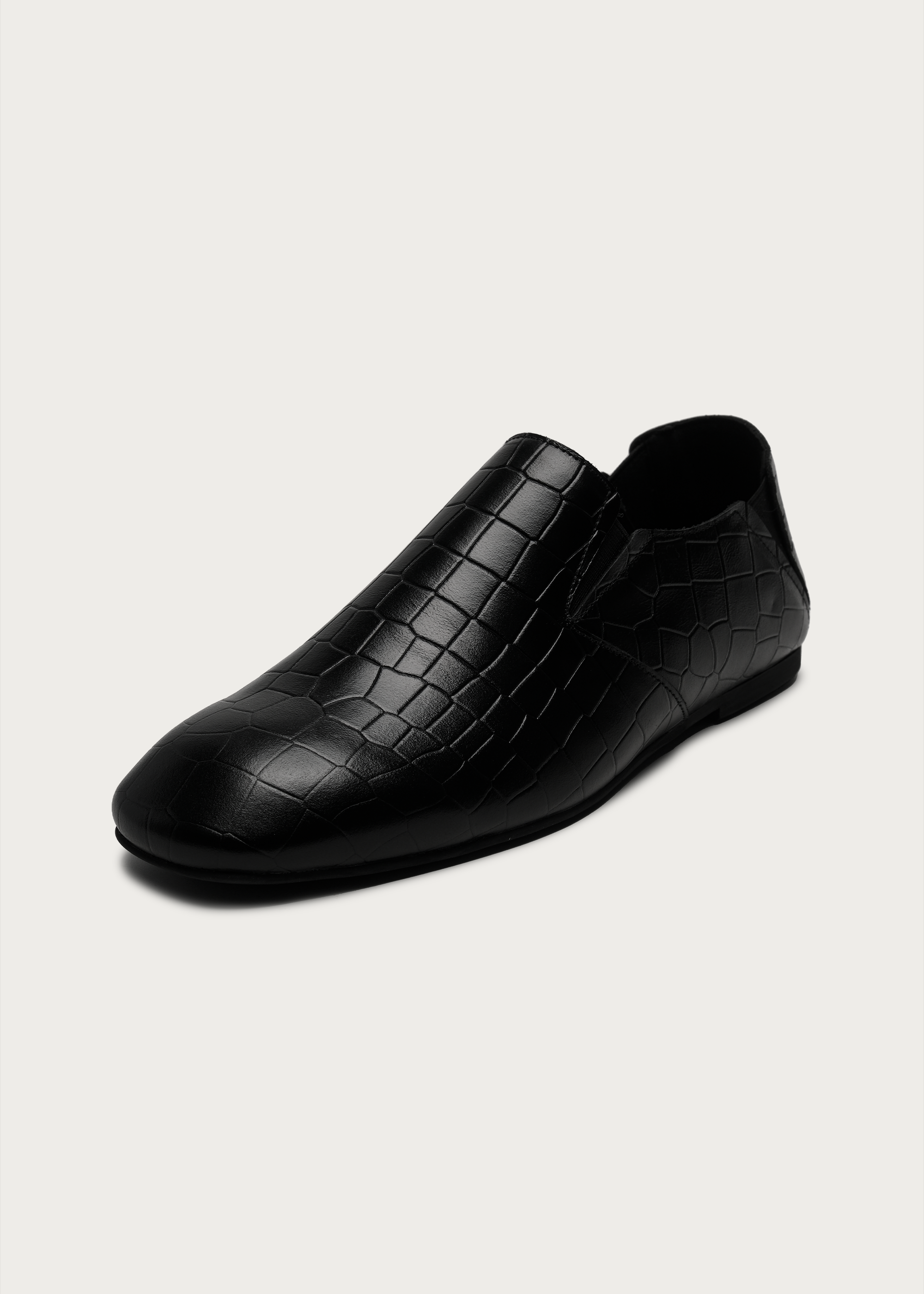 Slip-on Embossed leather loafers Black