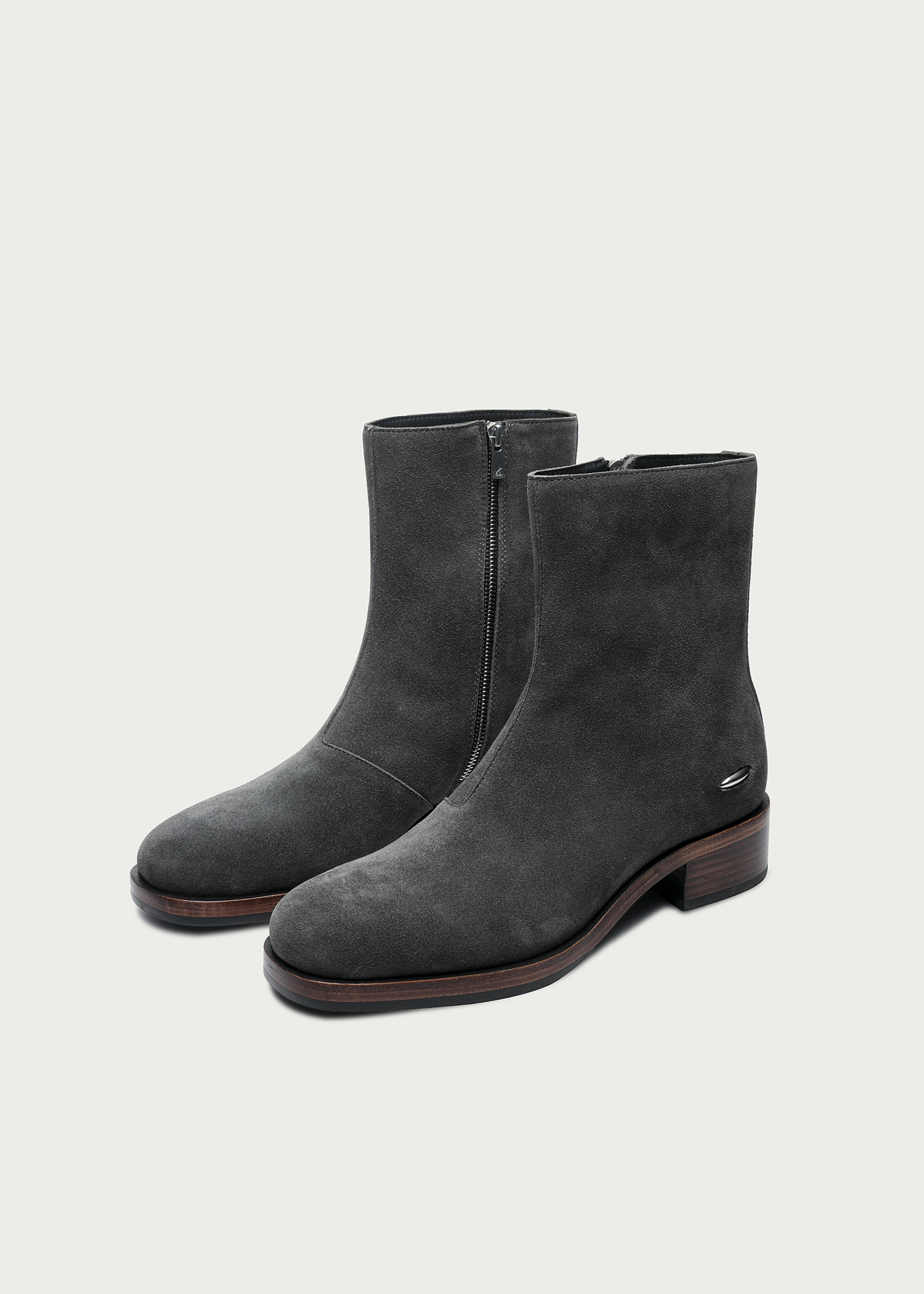 Suede Ankle Boots Gray back view