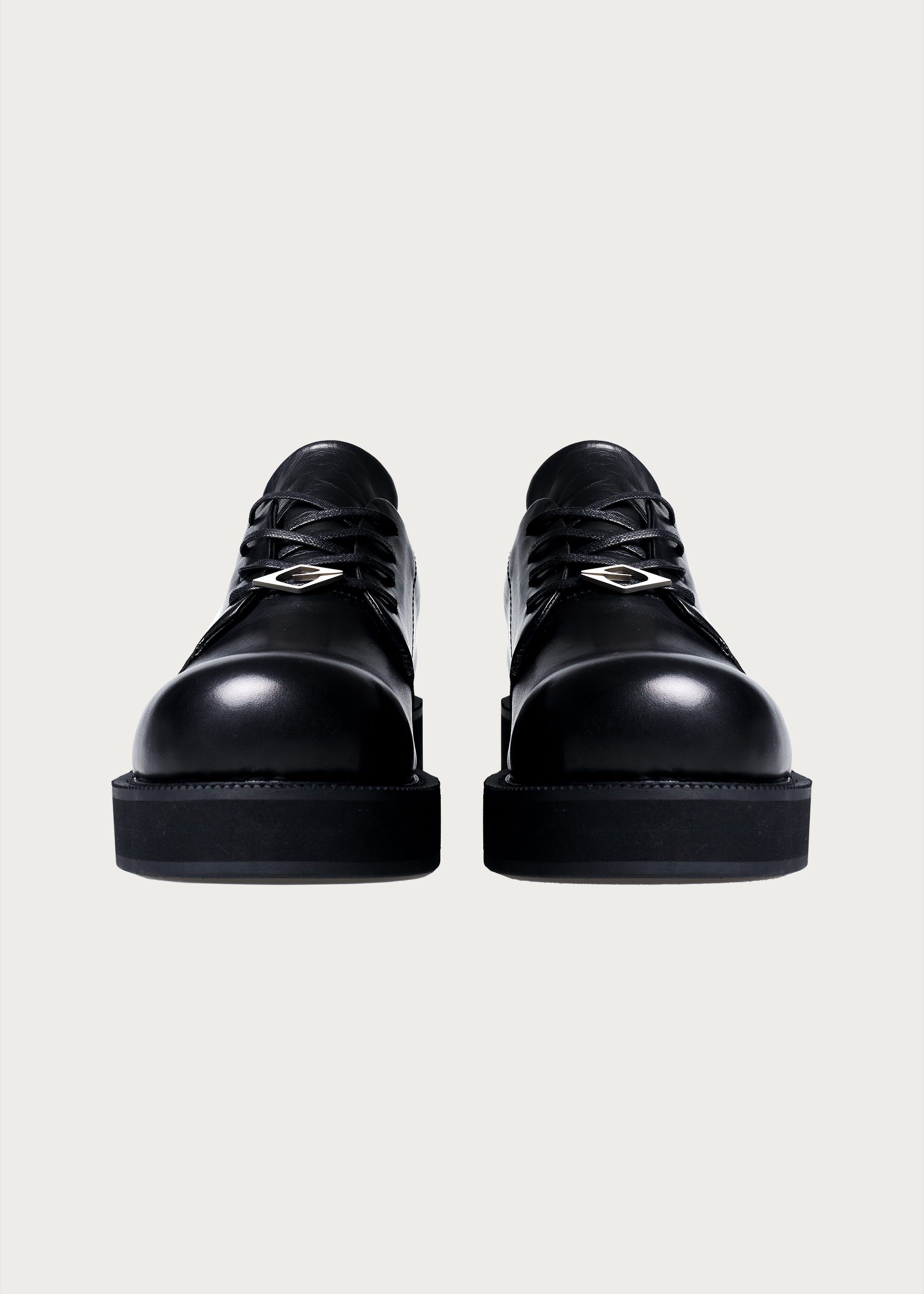 Thick-Soled Leather Derby Shoes Black