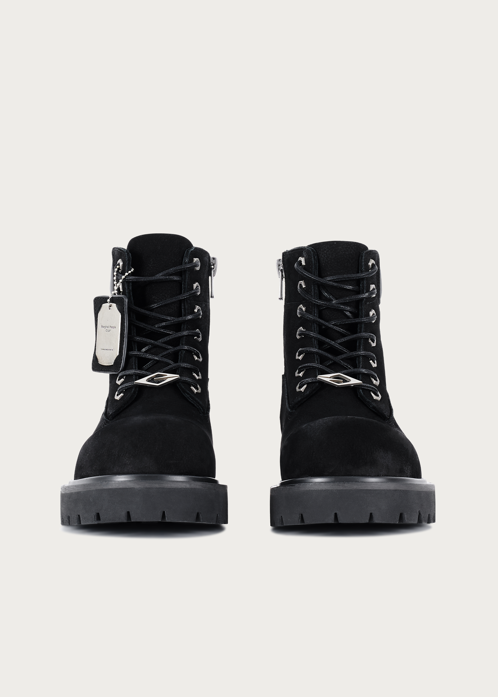 Cowhide workwear boots black back view