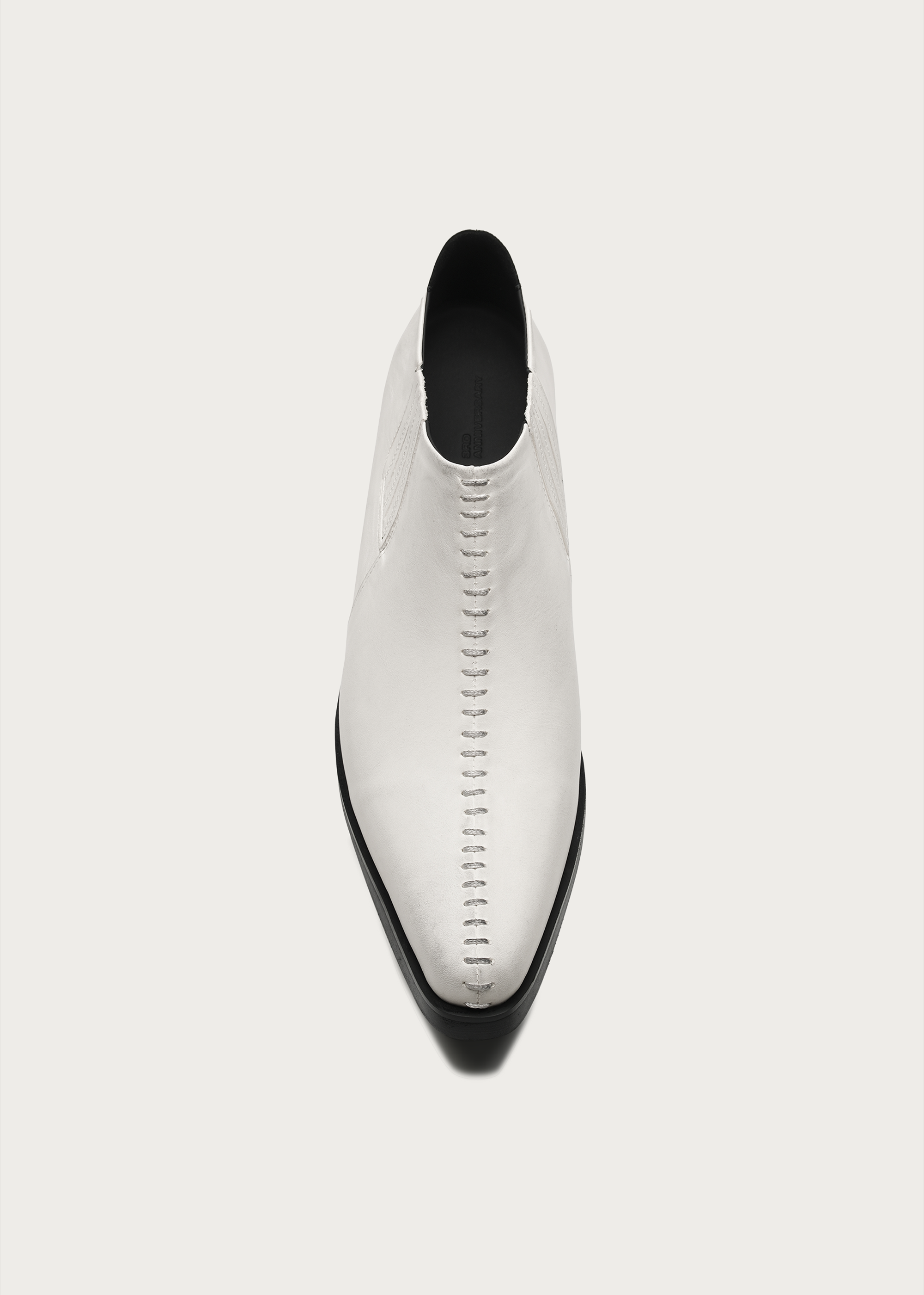 Front Stitch Leather Boots Dirty White