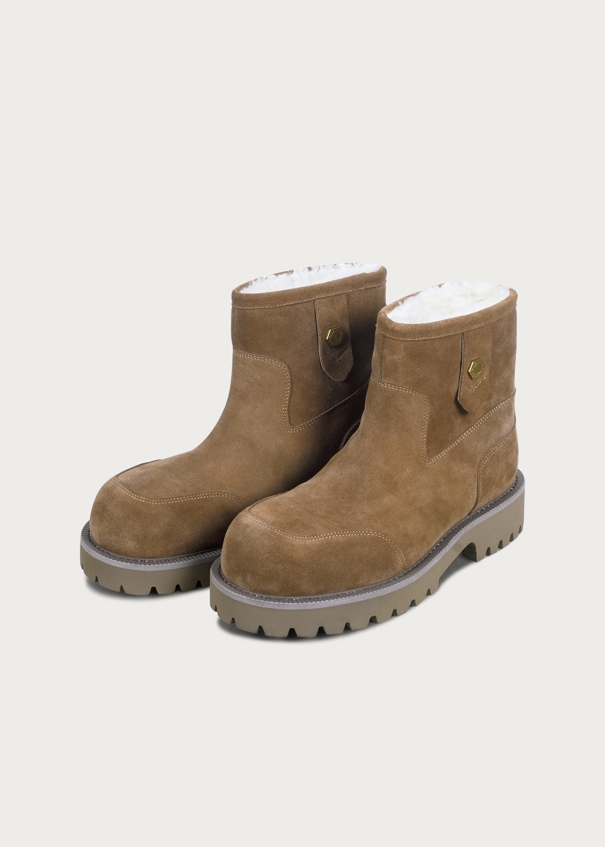 Fleece Mid-Top Snow Boots Light Coffee Brown