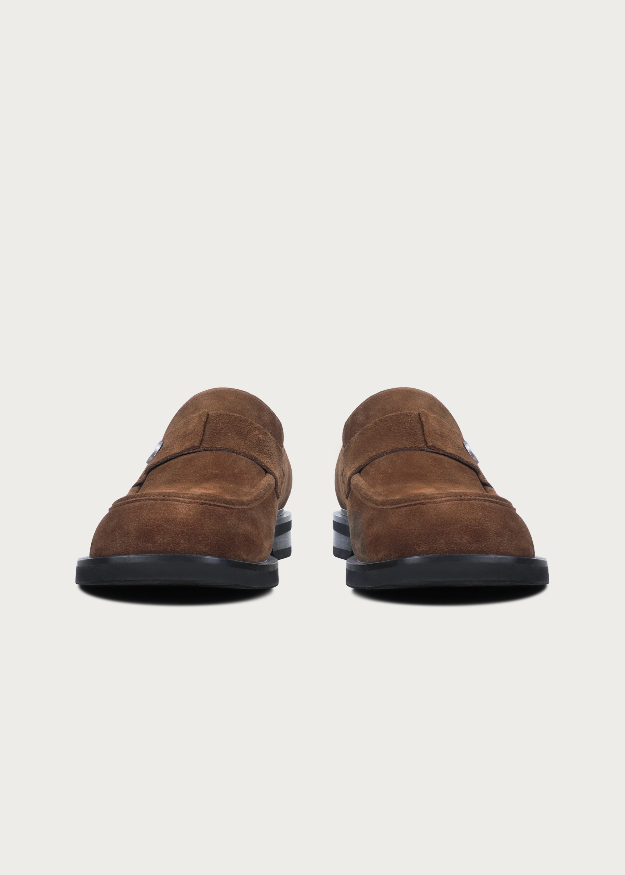 Button Suede Loafers Brown