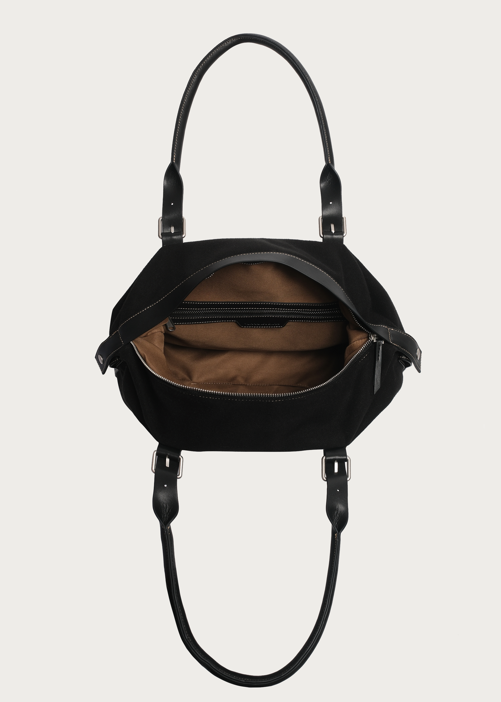 Suede and Leather Patchwork Shoulder Crossbody Bag