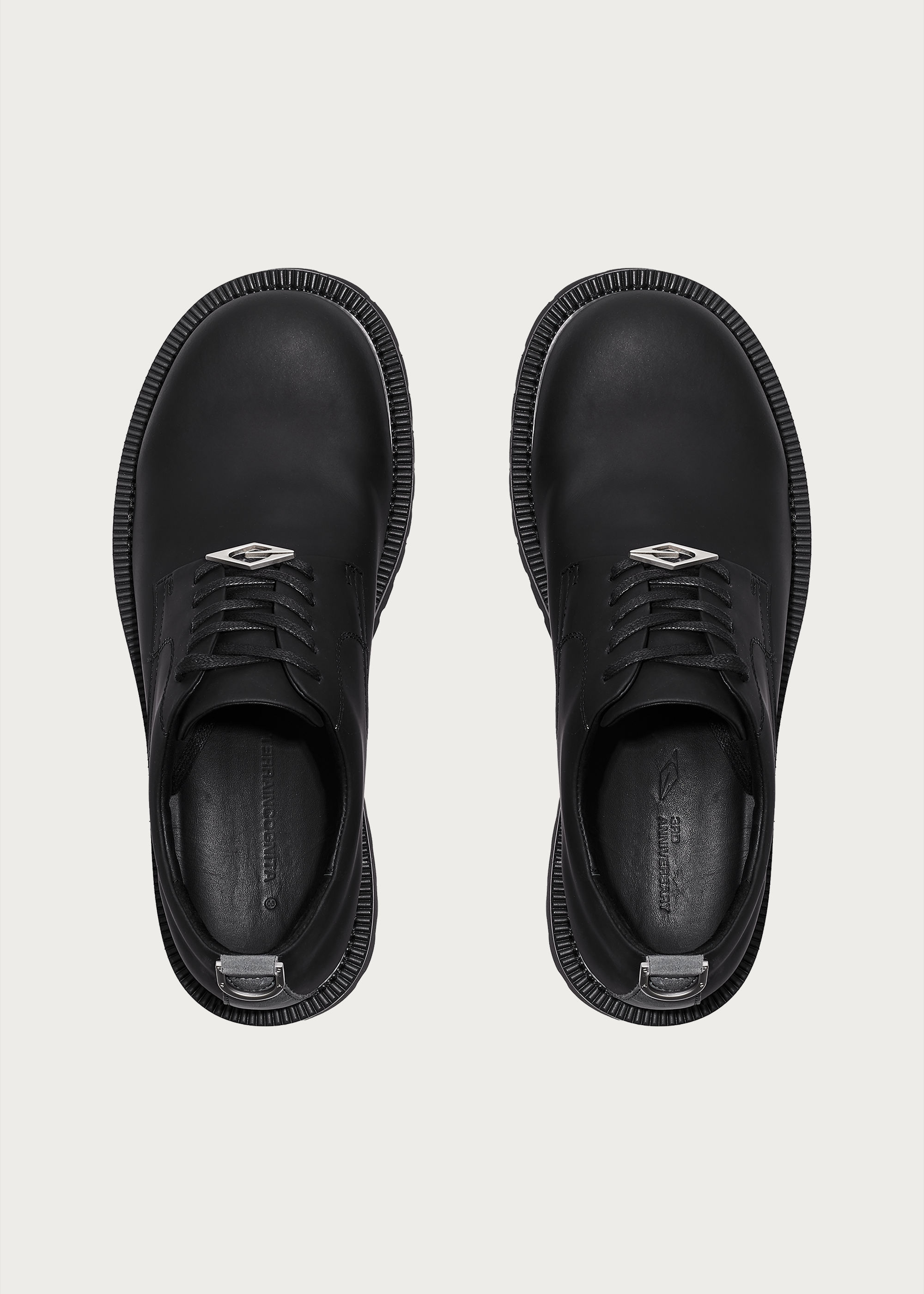 Chunky Round-Toe Derby Shoes Matte Black