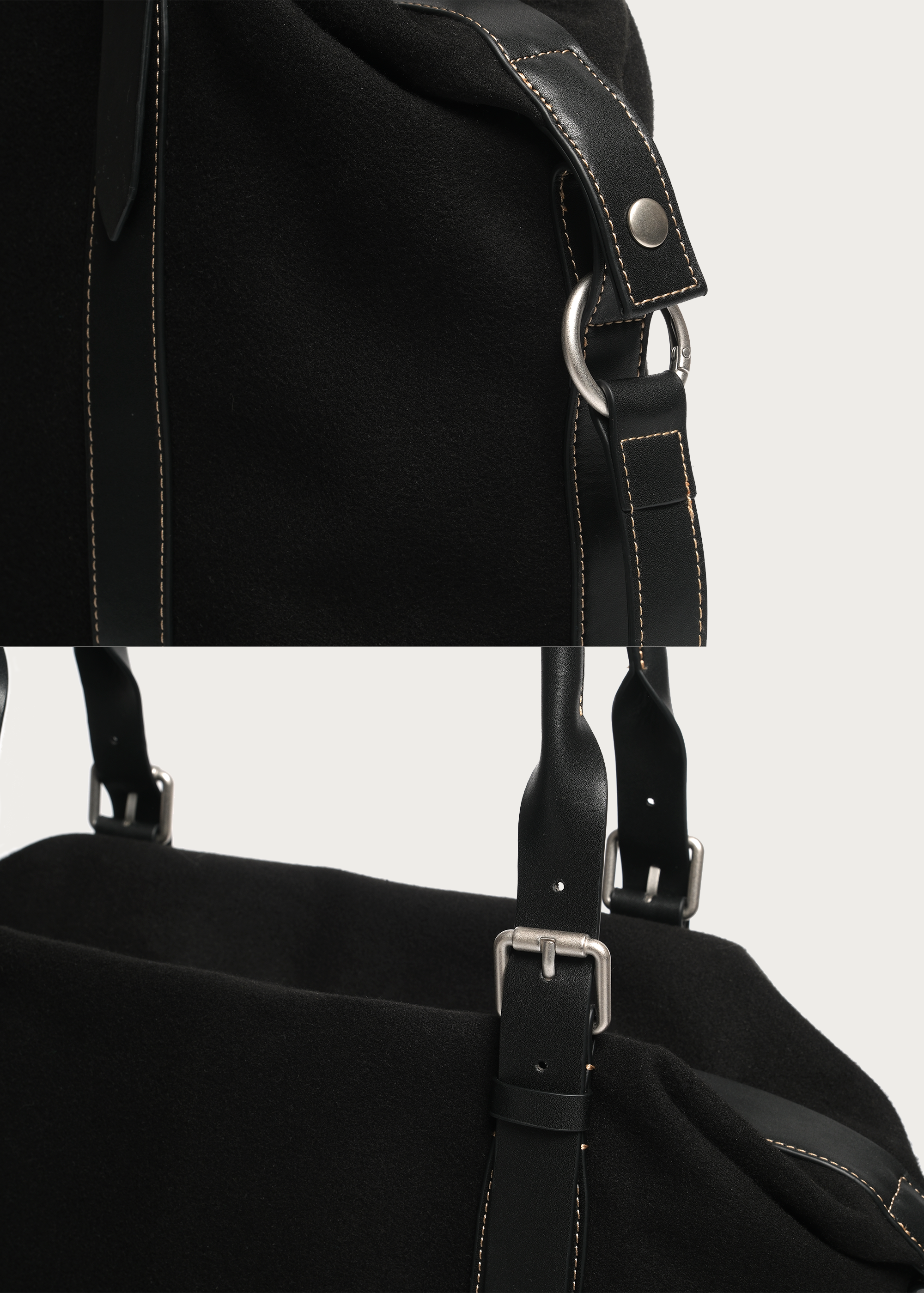 Suede and Leather Patchwork Shoulder Crossbody Bag