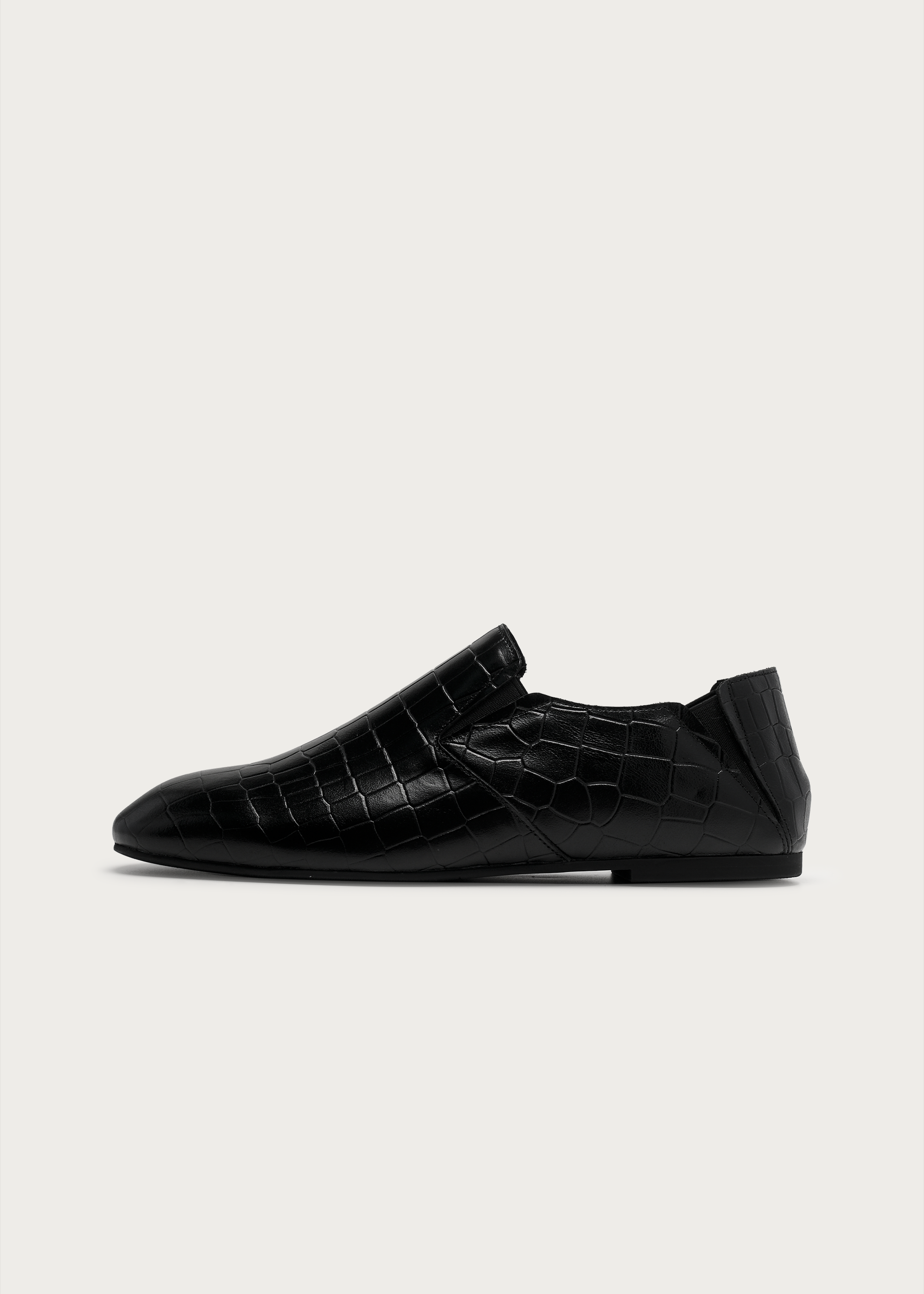 Slip-on Embossed leather loafers Black