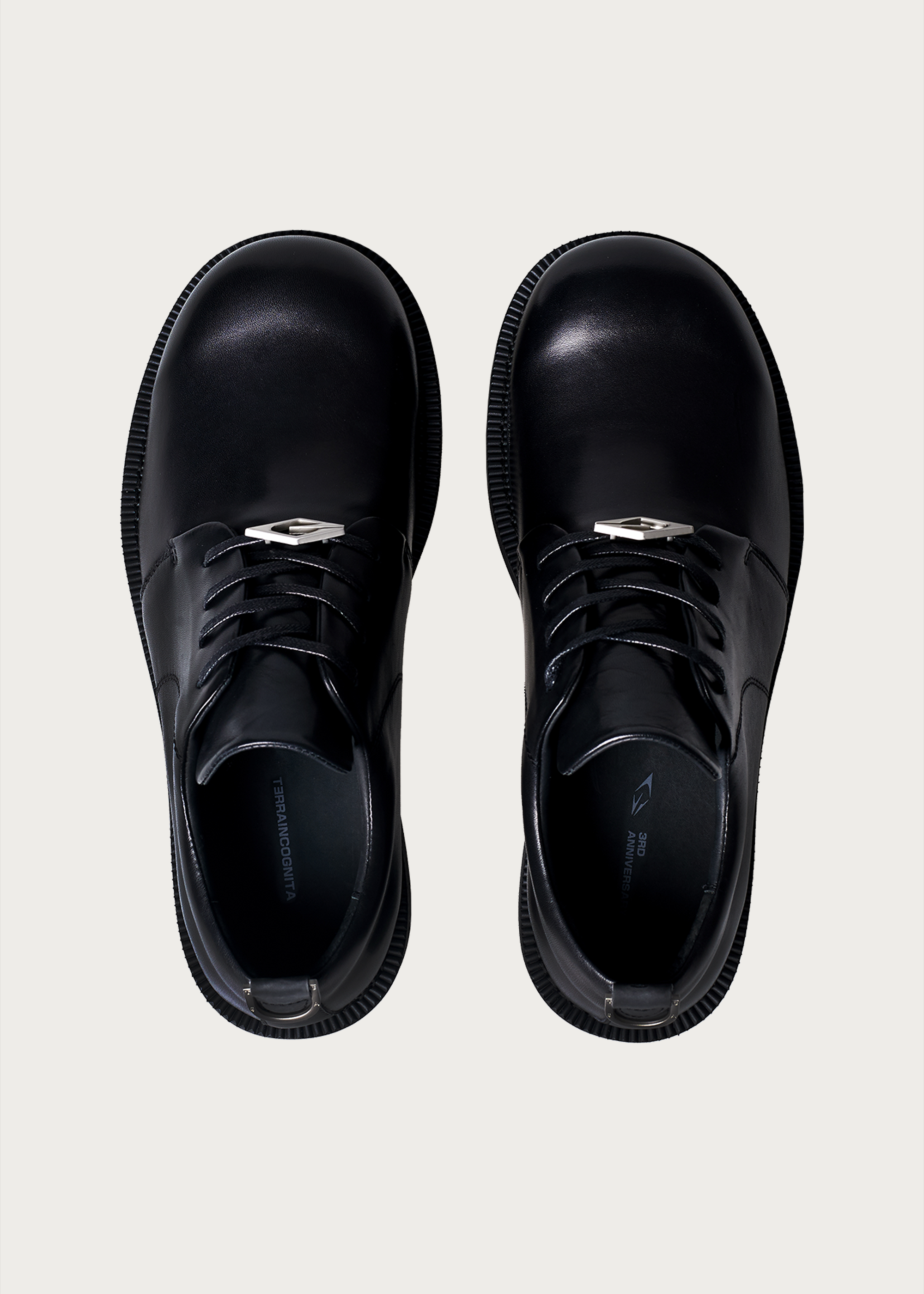 Thick-Soled Leather Derby Shoes Black