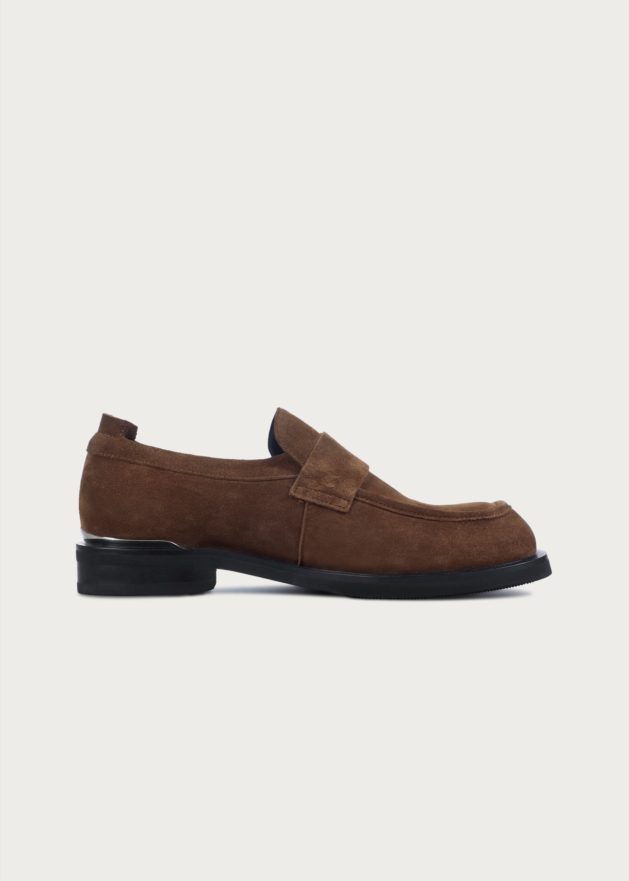 Button Suede Loafers Brown