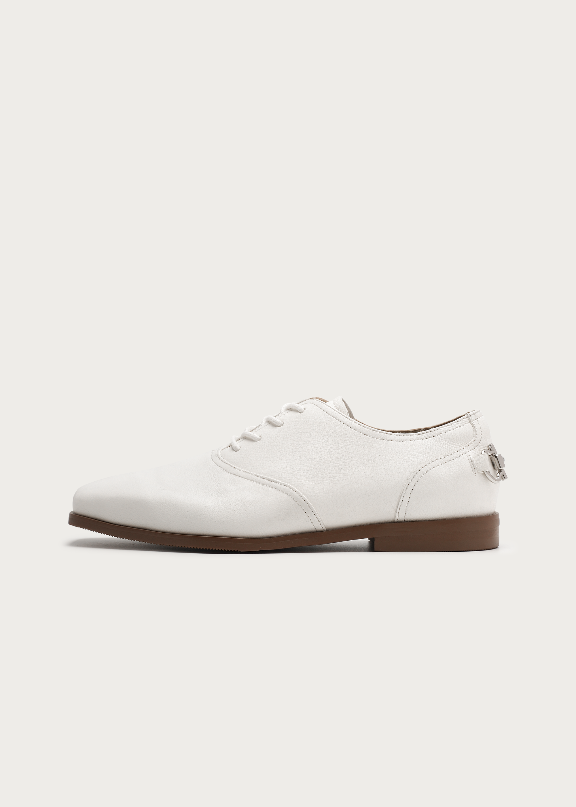 Metal-buckle Derby shoes White