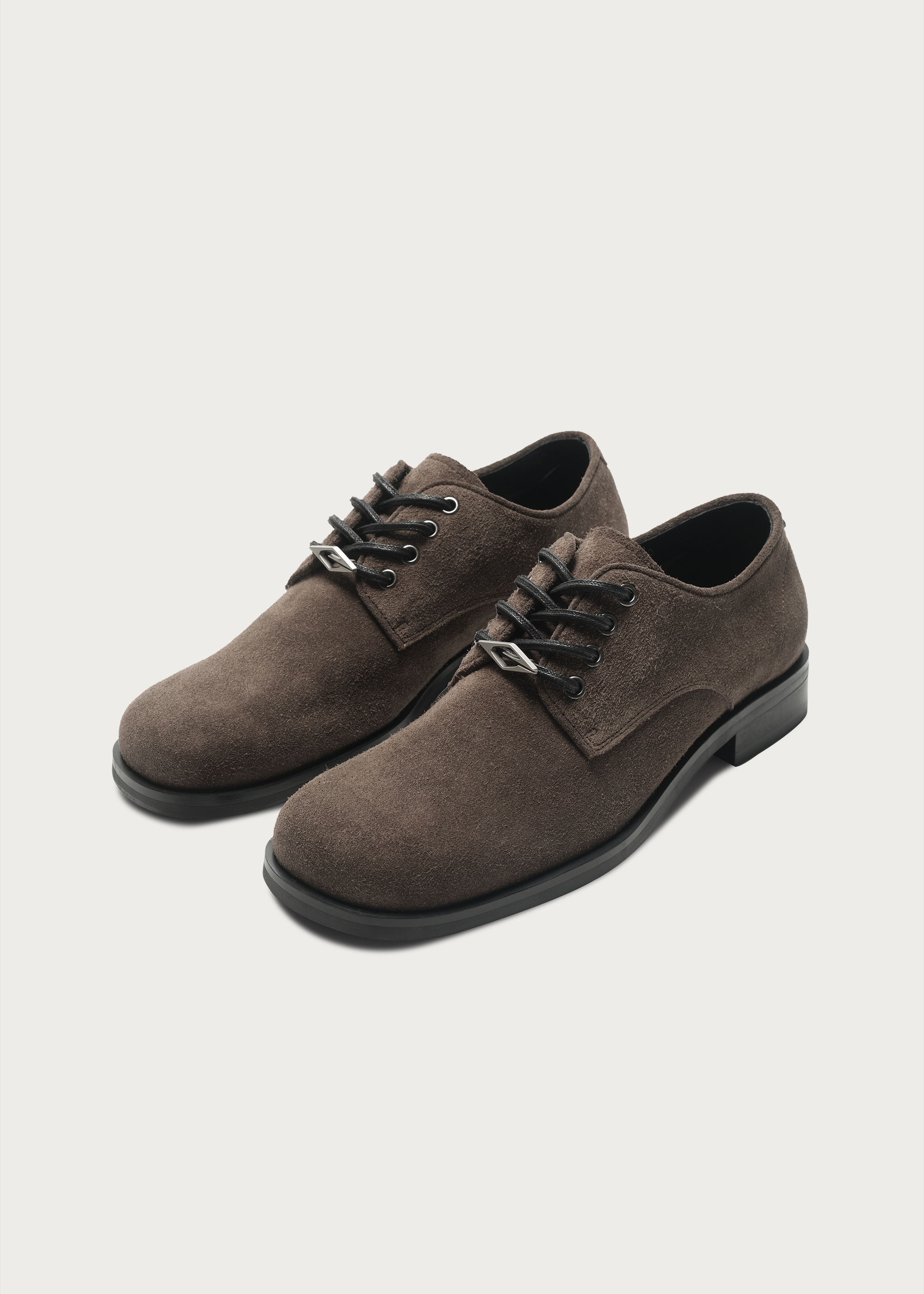 Suede Derby Shoes Brownish Gray
