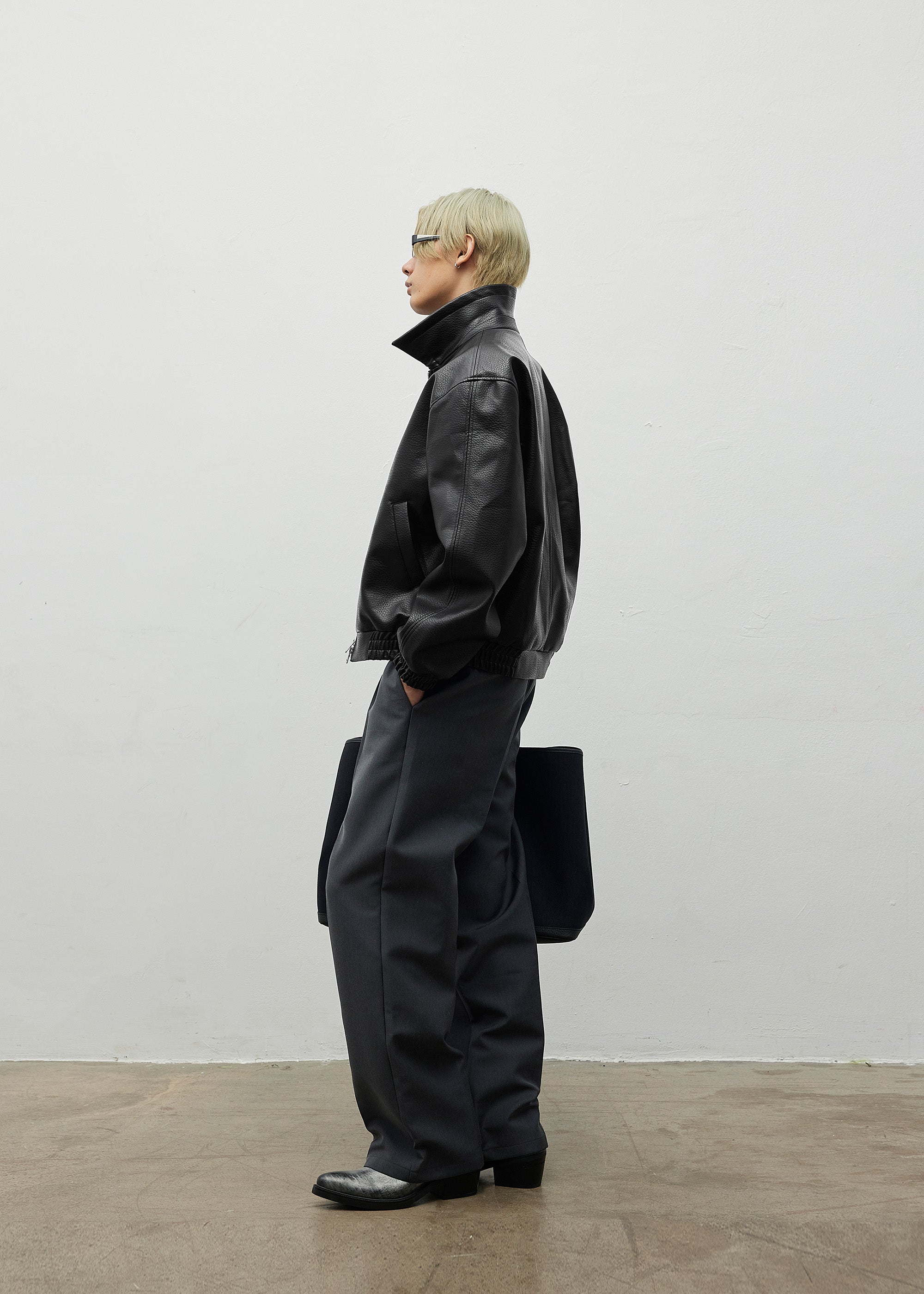 Three-Dimensional Rope-Decorated Straight-Leg Trousers Grey