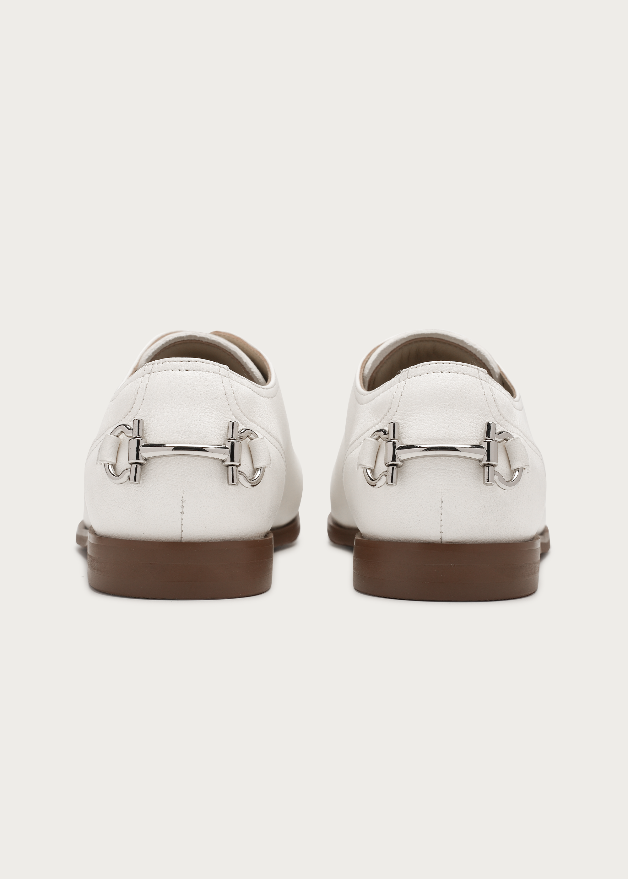 Metal-buckle Derby shoes White