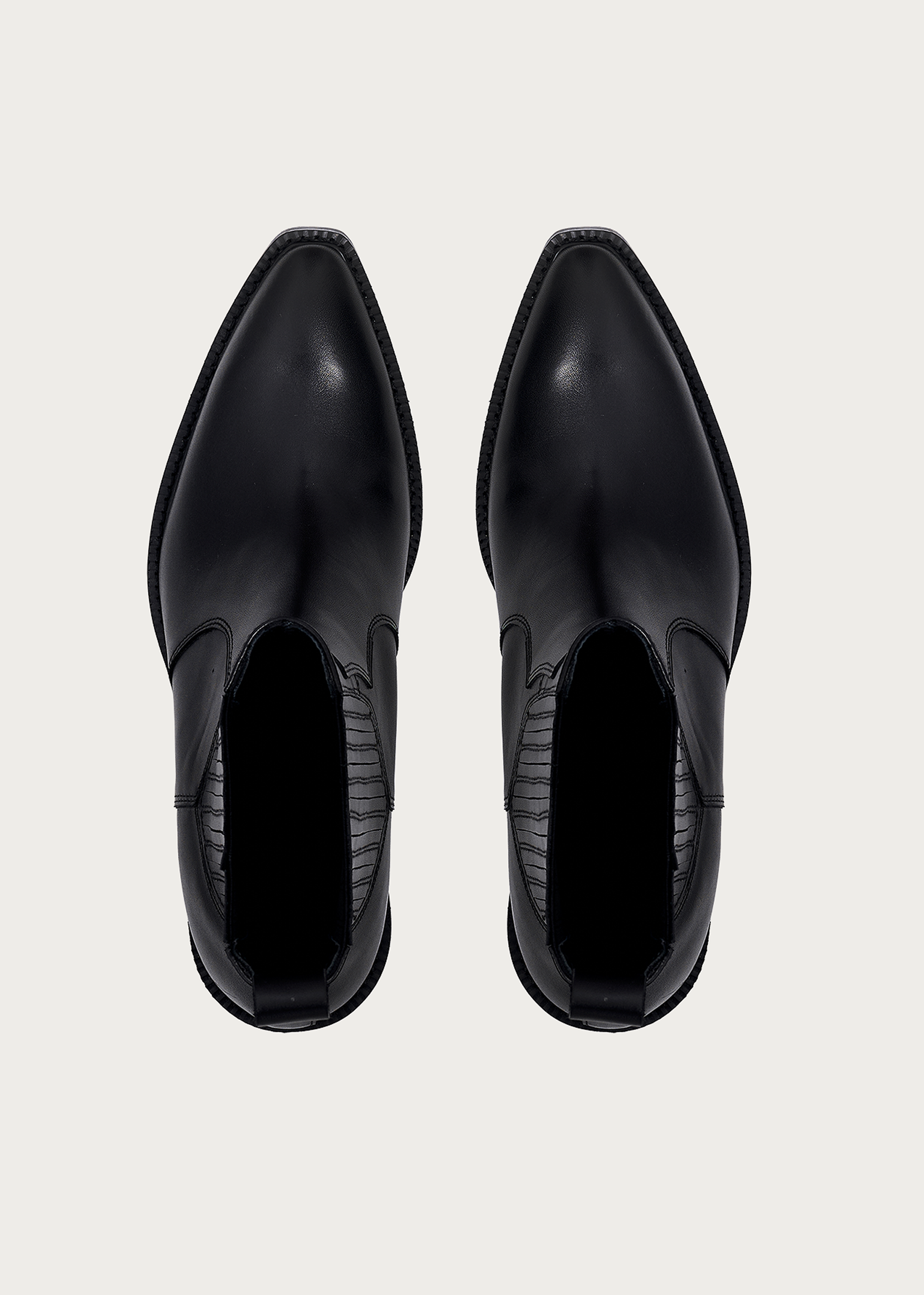 Pointed-Toe Calfskin Chelsea Boots Obsidian Black