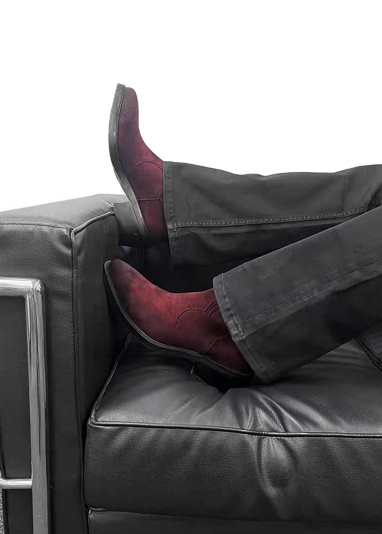 Pointed-Toe Velvet Chelsea Boots Garnet Red