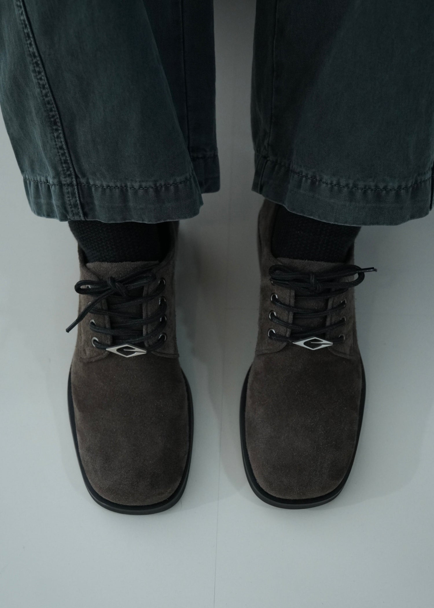 Suede Derby Shoes Brownish Gray